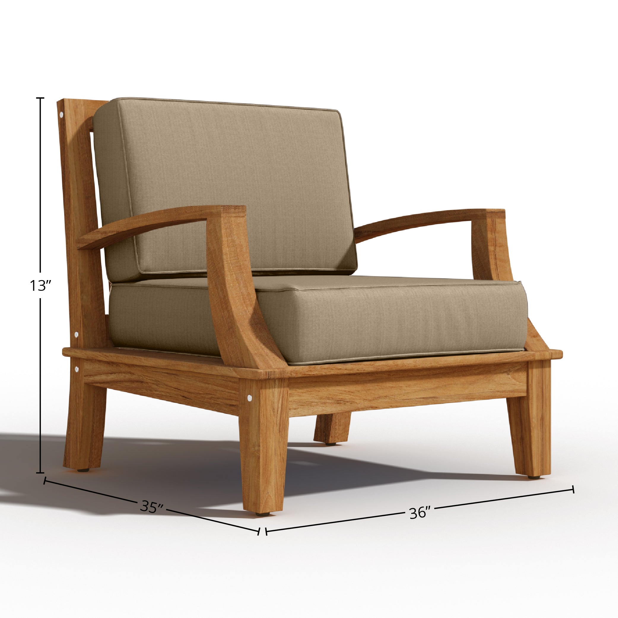 Eliane 4-Piece Teak Outdoor Patio Deep Seating Set with Sunbrella Fawn Cushions - Durable Weather-Resistant Garden Furniture for Backyard, Poolside & Patio Relaxation