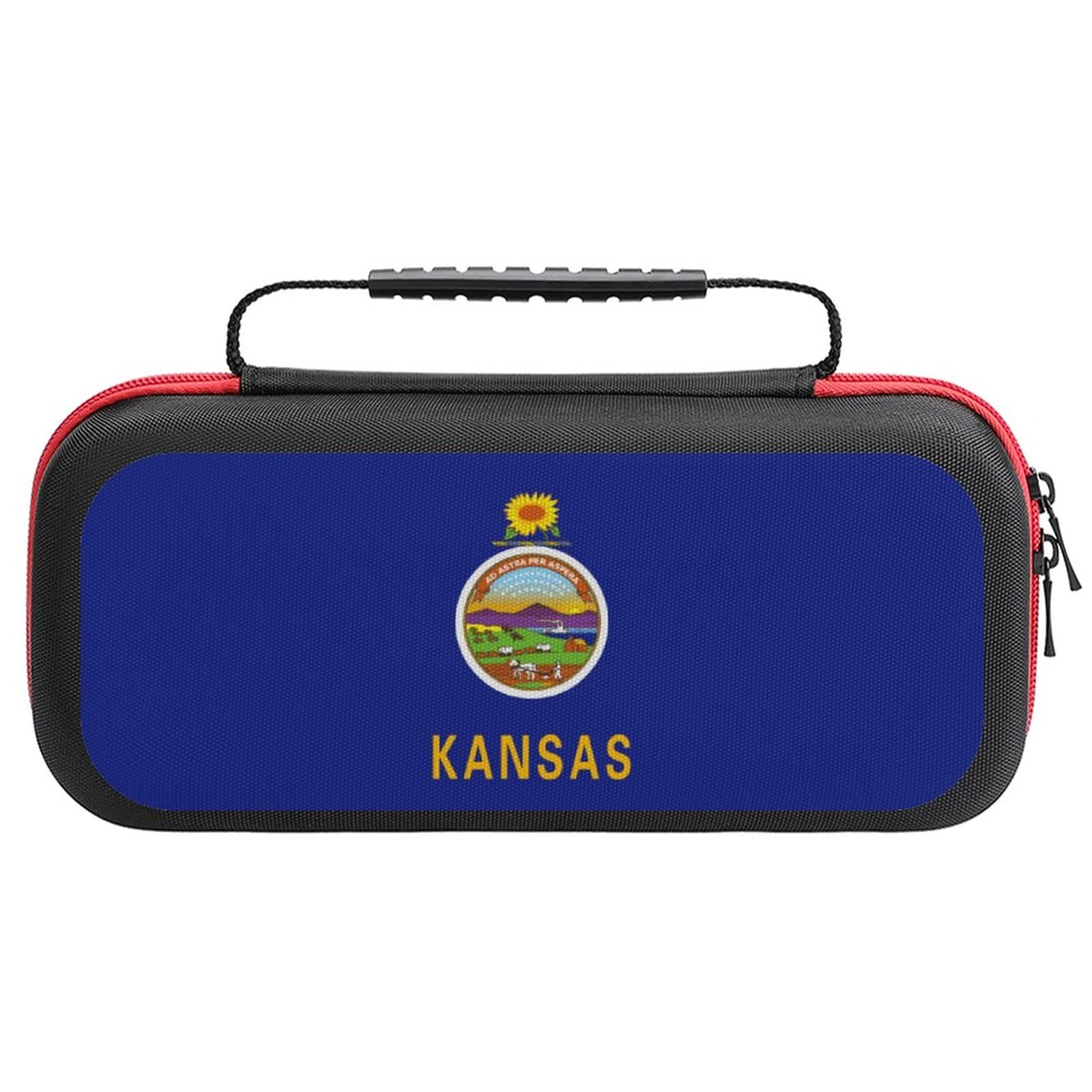 Kansas State Flag Themed Protective Carrying Case for Nintendo Switch - Durable Storage Handbag for Travel & Gaming
