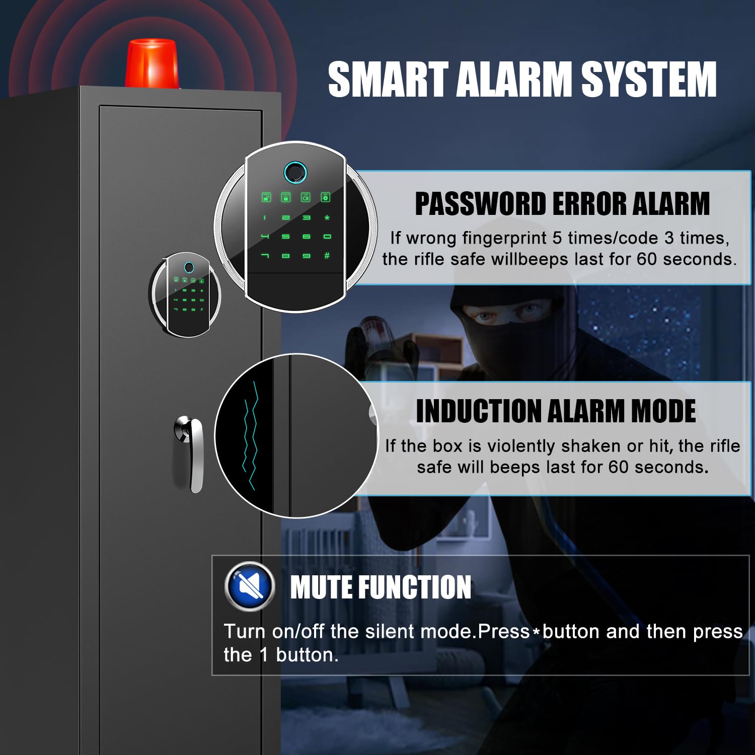Fireproof Biometric Gun Safe for Rifles & Pistols - 57