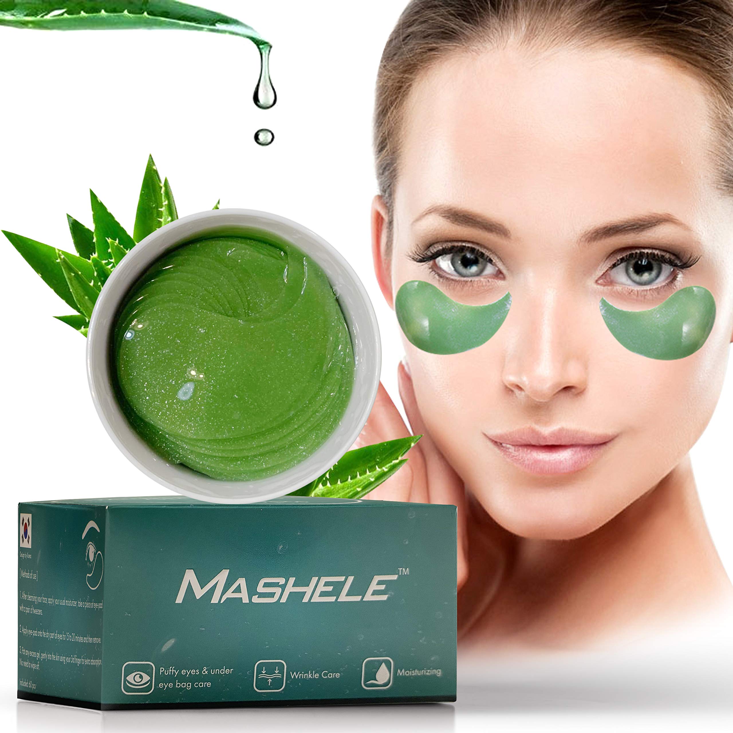 60pcs Korean Aloe Vera Collagen Under Eye Gel Patches - Dark Circle & Puffiness Treatment, Anti-Wrinkle Eye Mask for Women & Men - Hydrating & Soothing for Tired Eyes | Perfect for Night Routine, Travel & Post-Makeup Care