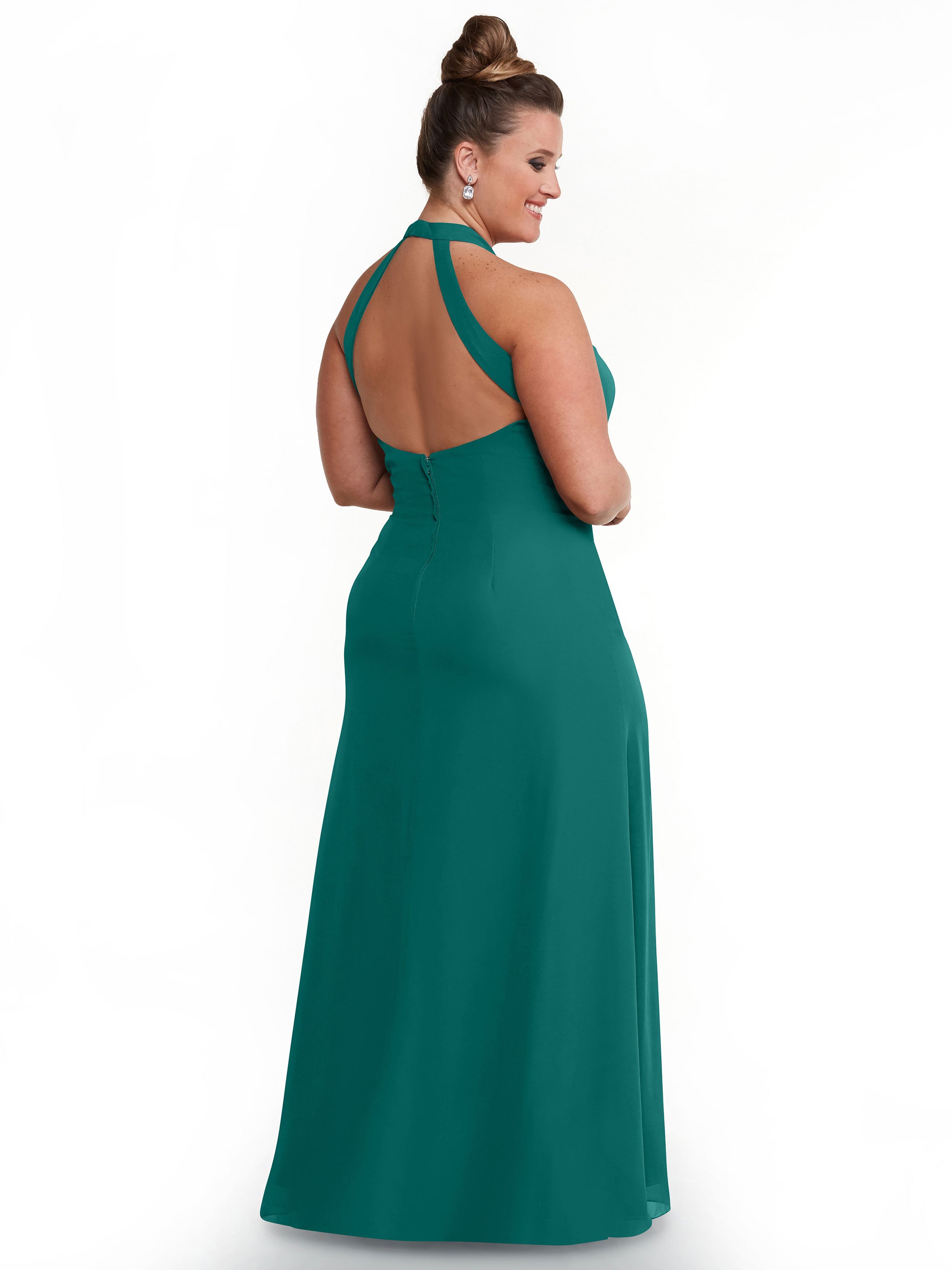 Elegant 80138 Chiffon A-Line Bridesmaid Dress with Keyhole Halter Neckline - Perfect for Weddings, Formal Events & Special Occasions