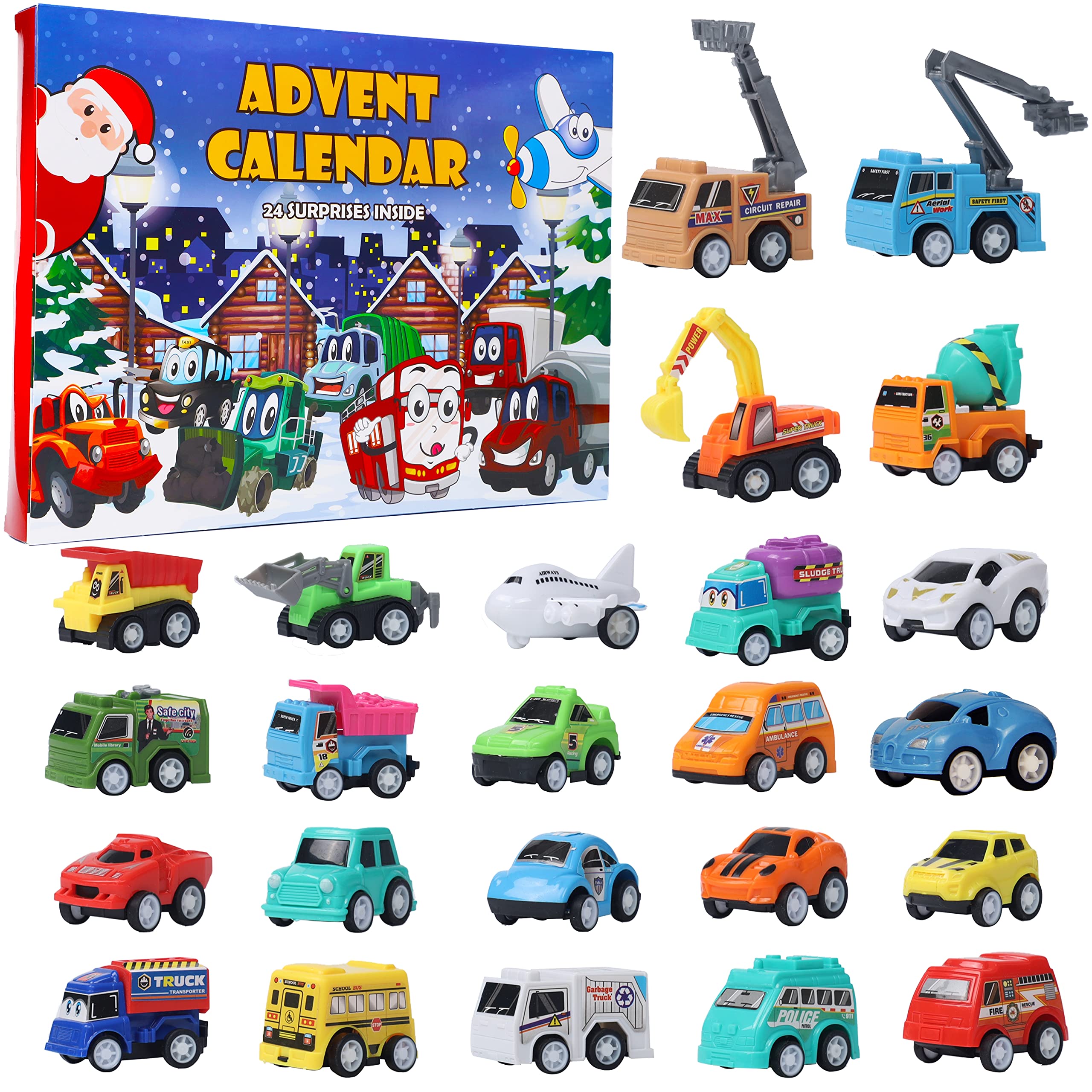 Juegoal 24-Piece Easter Pull Back Cars and Trucks Toy Vehicles Set for Toddlers & Kids Ages 3-6 - Stocking Stuffers, Easter Party Favors, Birthday Gifts for Boys & Girls - Fun Indoor & Outdoor Play Toys for Preschoolers