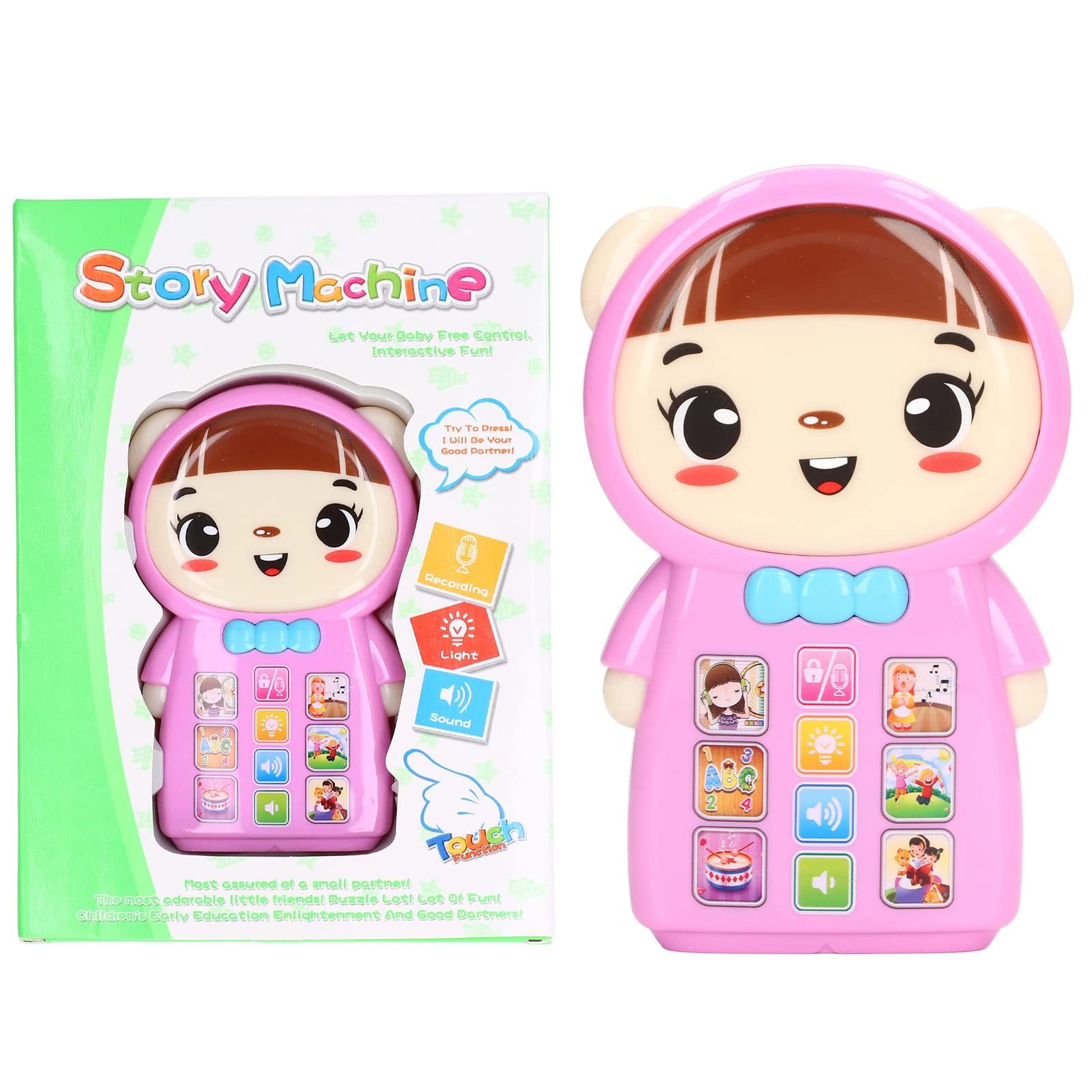Kids Educational Toy Phone with Cartoon Figures, Music, Lights & Stories - Interactive Learning Gift for Toddlers & Preschoolers (Pink) | Perfect for Pretend Play, Early Childhood Development & Birthday Gifts