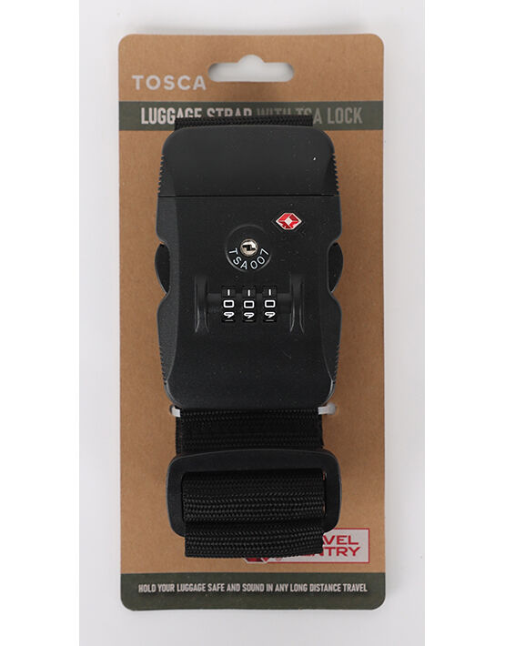 Tosca TCA068 TSA Approved Luggage Strap - Secure Black Travel Belt for Suitcases & Bags | Perfect for Airports, Business Trips & Vacations