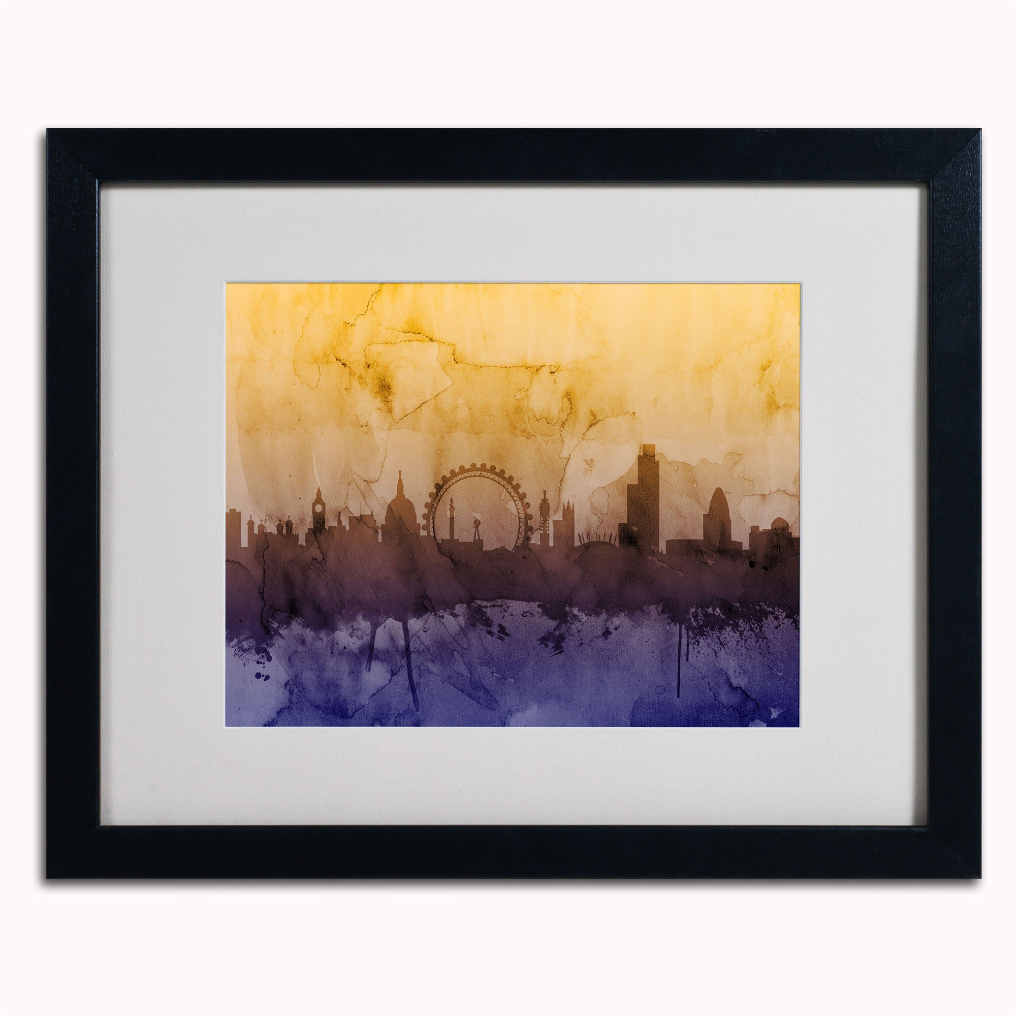 Michael Tompsett London England Skyline III Canvas Art Print - 16x20 Inches with Black Frame - Modern Wall Decor for Living Room, Office & Bedroom