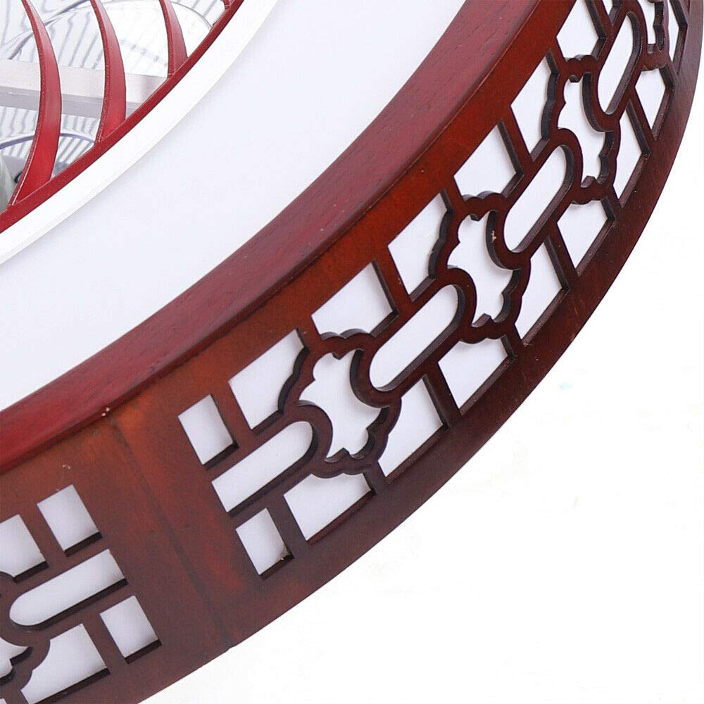 OUKANING Red Retro Low Profile Ceiling Fan with Lights - Remote Control, Dimmable LED, 3 Speed Settings - Flush Mount Bladeless Design (Japanese/Chinese/Thai Style) - Perfect for Bedroom, Living Room, Office & Dining Area - Energy Efficient & Quiet Operation