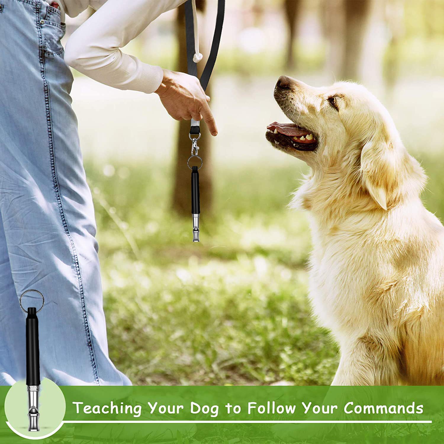 Adjustable Ultrasonic Silent Dog Training Whistle - Stop Barking Neighbors Dog, Anti-Bark Device for Pet Behavior Control (Black) | Perfect for Outdoor Training, Obedience Classes & Quieting Noisy Dogs
