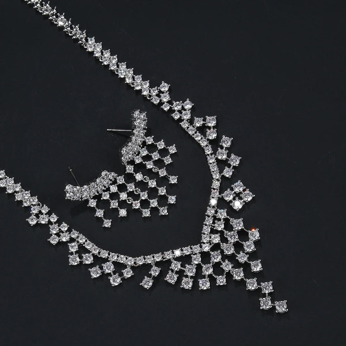 Luxury Cubic Zirconia Bridal Jewelry Set - Elegant Wedding Necklace and Earrings for Women | Perfect for Bridal Party, Engagement, Anniversary & Formal Occasions