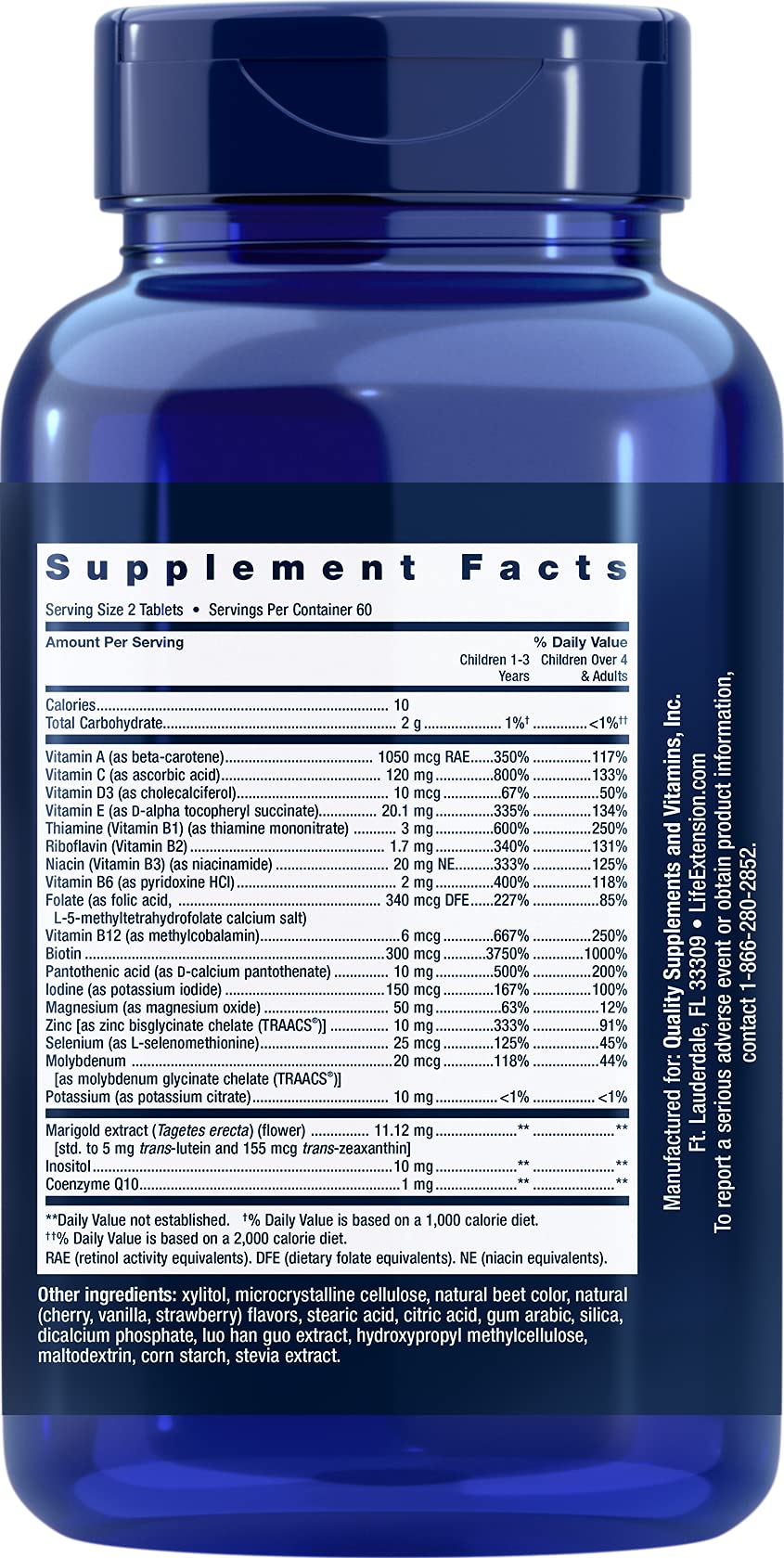 Life Extension Children's Multivitamin Chewable Tablets - Berry Flavor, 120 Count | Kids Daily Vitamins with 18 Essential Nutrients | No Added Sugar, Gluten-Free & Non-GMO Supplement | Supports Immune Health & Growth for Active Children