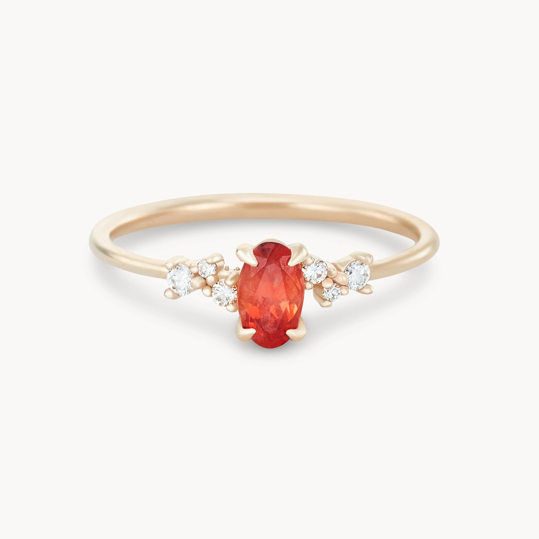 14K Yellow Gold Ring with Coral Sapphire - Unique & Elegant Jewelry for Women - Perfect for Weddings, Anniversaries & Special Occasions