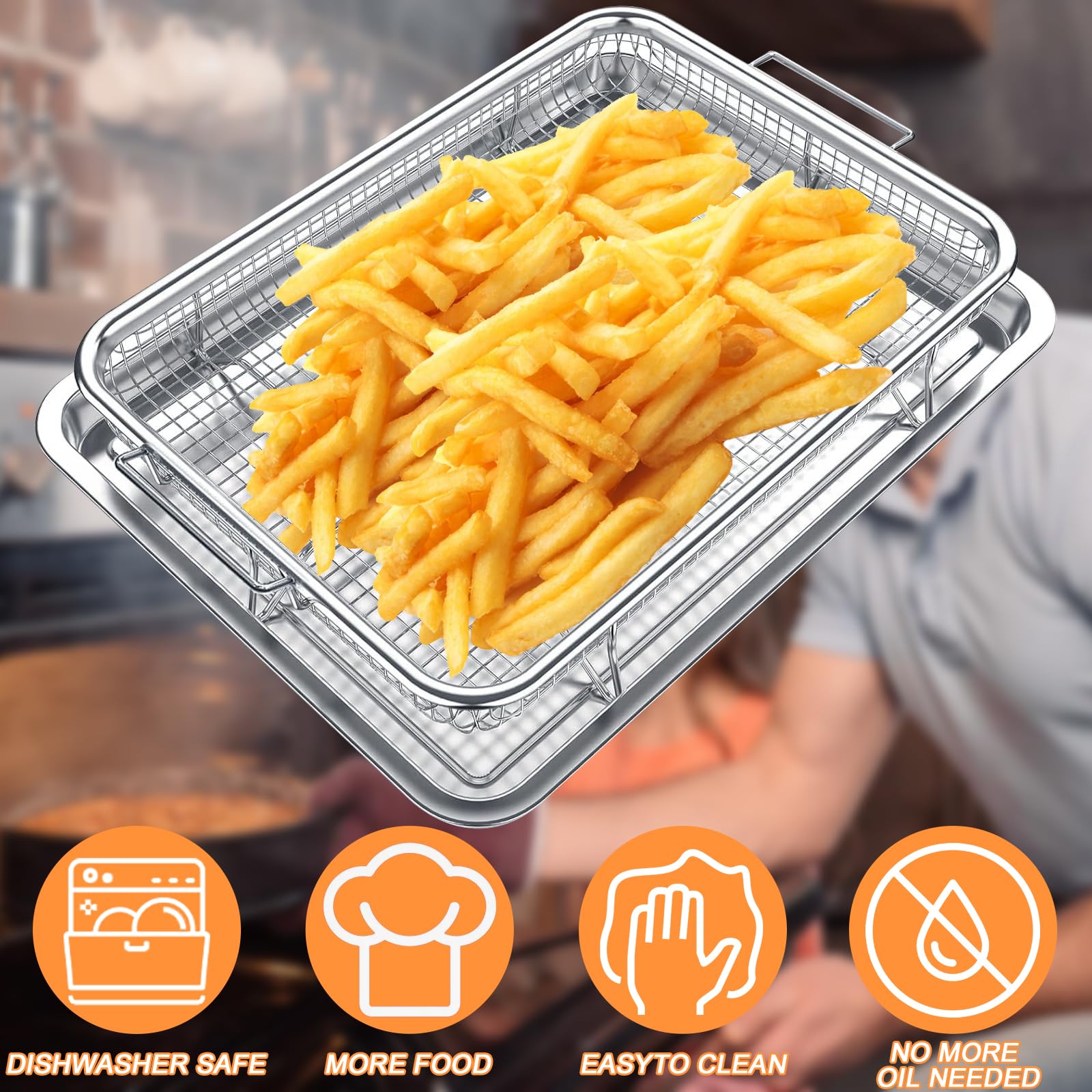 Stainless Steel Air Fryer Basket for Oven - 15.5