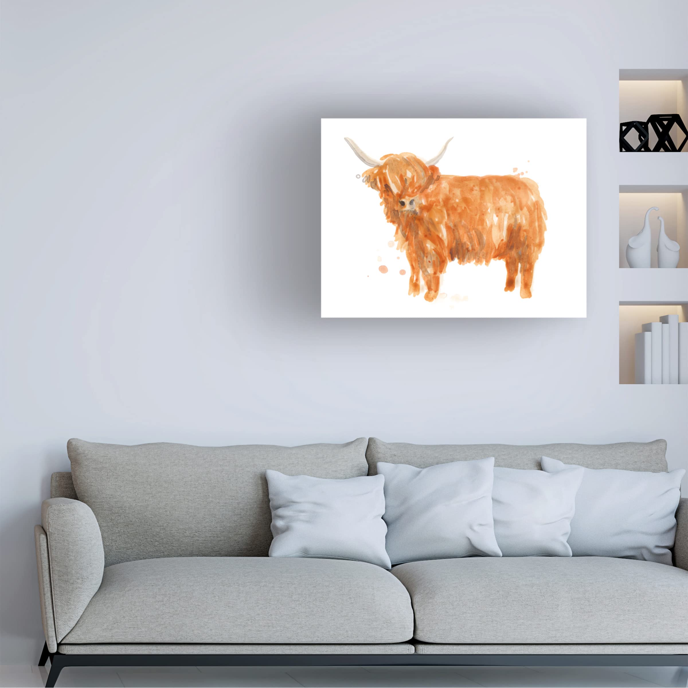 Highland Squad IV Canvas Art Print by June Erica Vess - Scottish Highland Cow Painting - Wall Decor for Living Room, Bedroom & Office
