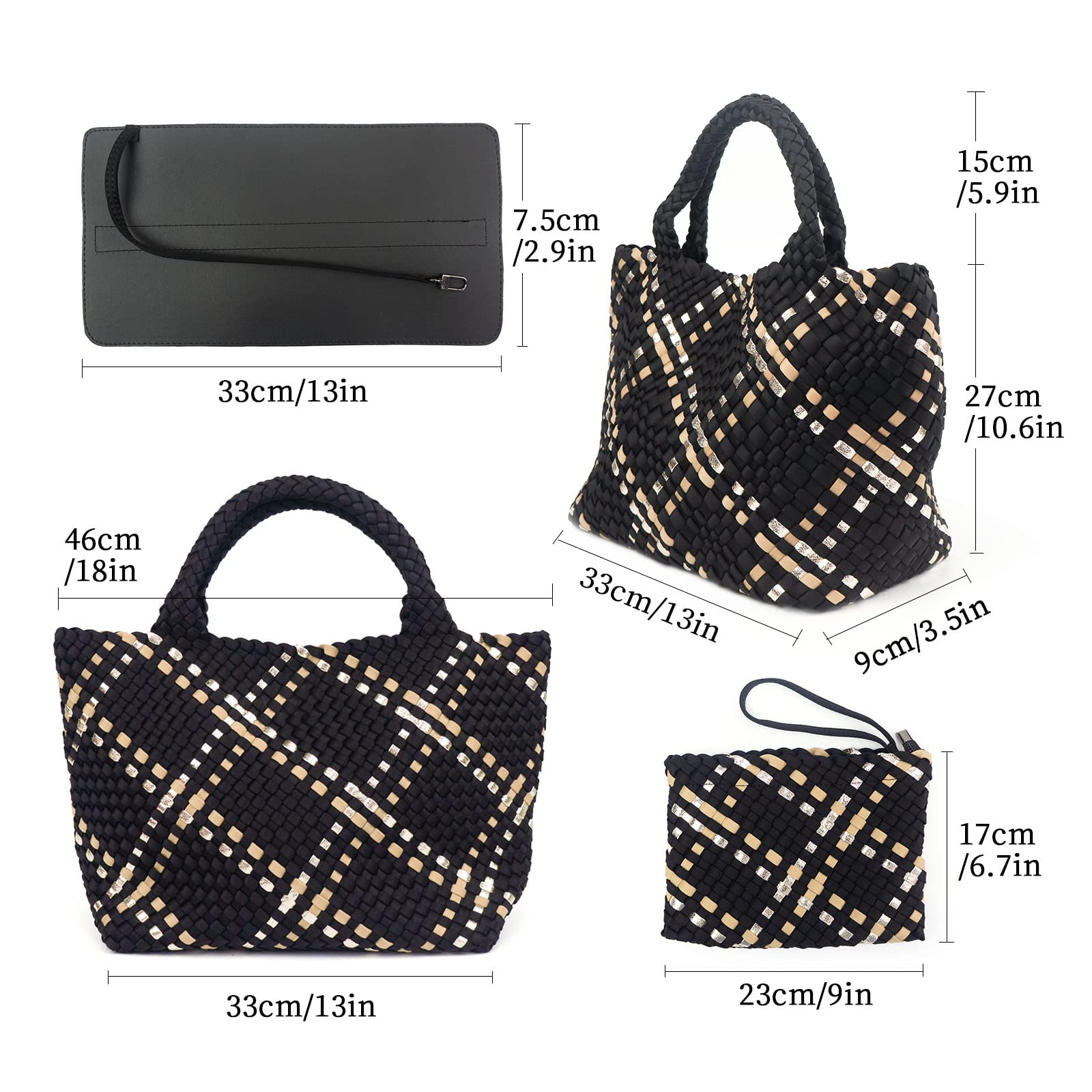 ORAD Women's Large Neoprene Tote Bag - Stylish Woven Handbag with Roomy Shoulder Strap for Beach, Gym, Travel & Work - Perfect for Yoga, Shopping & Daily Commute