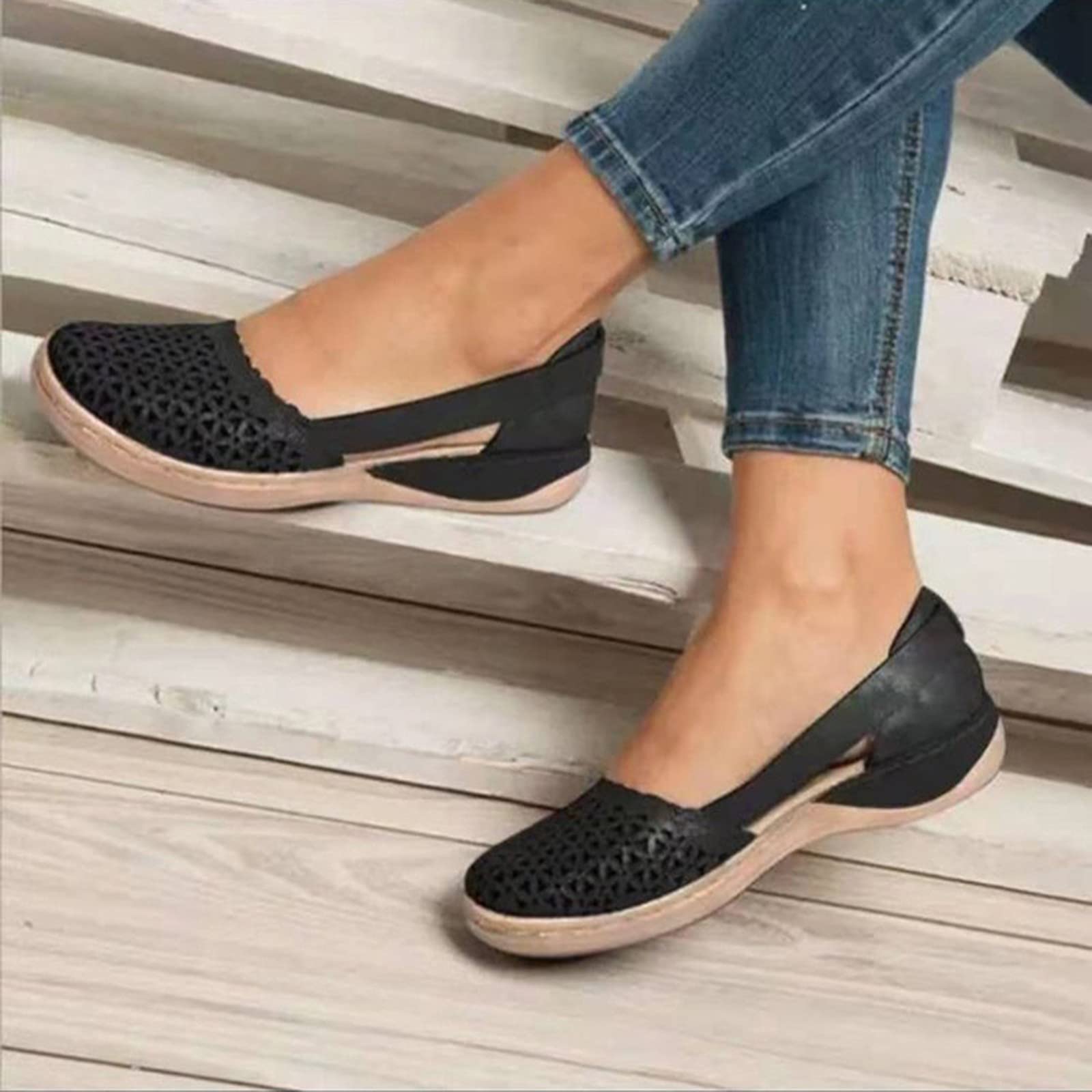 Women's Summer Sandals - Dressy Closed Toe Slip On for Casual Walking & Outings