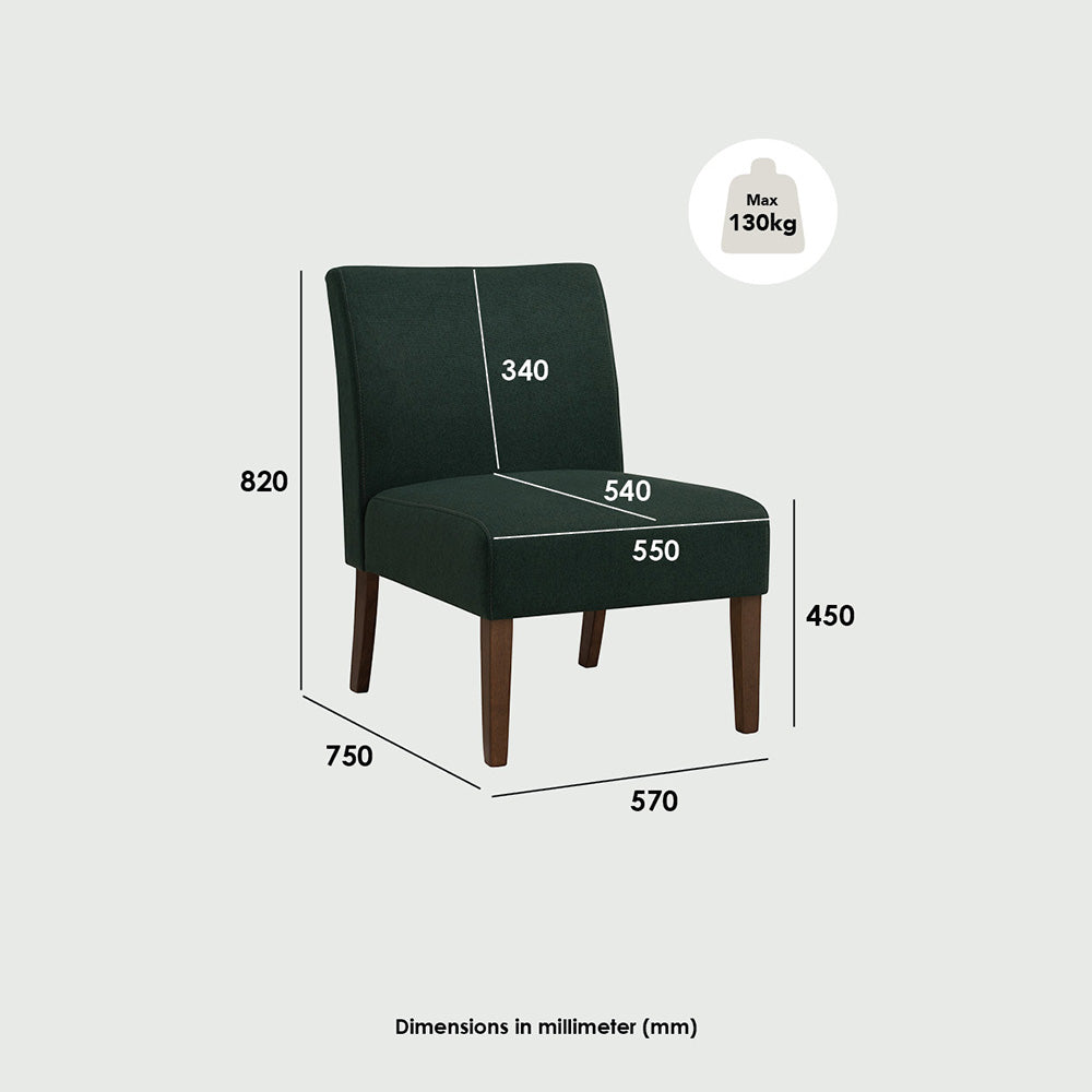 JOLLY Lounge Chair - Modern Kale & Walnut Accent Chair for Living Room, Bedroom, or Office - Comfortable Reading Chair with Stylish Design