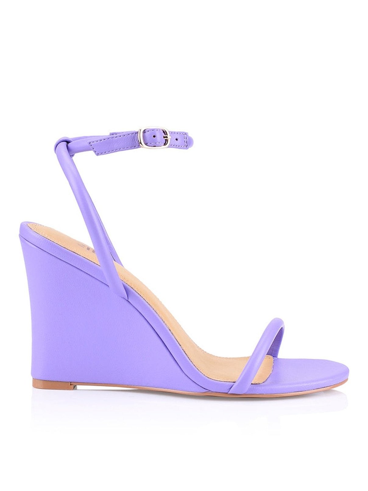 Bebe Women's Wedge Sandals - Comfortable Lilac Leather Summer Shoes for Casual Outings & Beach Vacations