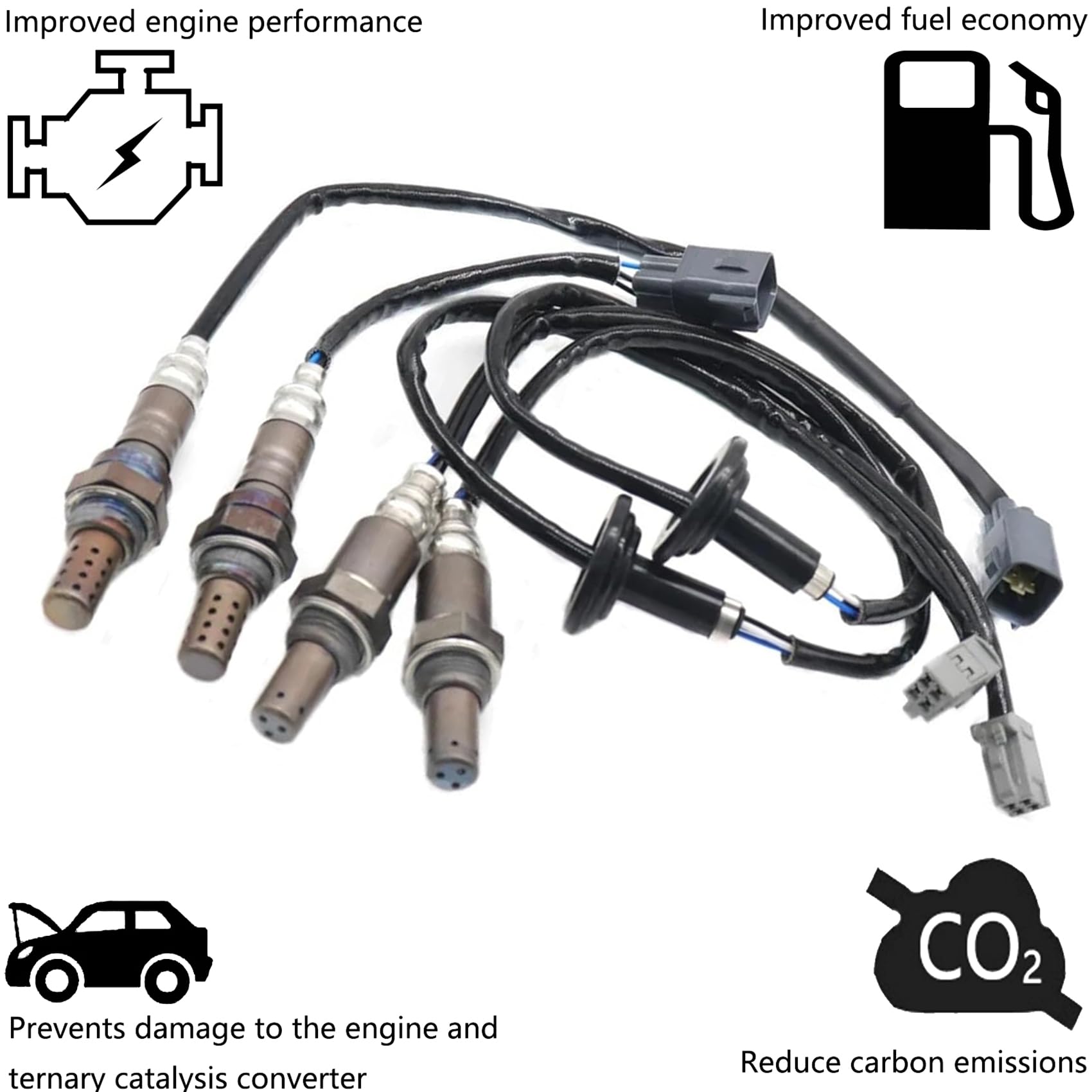 Oxygen Sensor Set for Lexus LS430 2001-2006 & SC430 2002-2005 - 4pcs Front & Rear O2 Sensors Compatible with V8 4.3L Engine - Improve Fuel Efficiency & Reduce Emissions for Smoother Driving