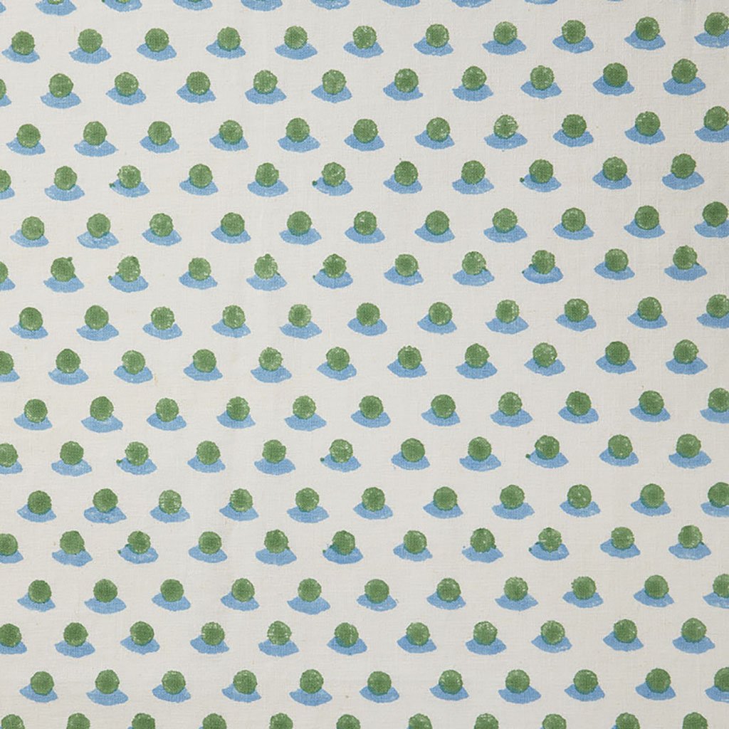 Berry Block Printed Fabric - Linen Cotton Blend in Grass & Sky Colors - Perfect for DIY Crafts, Home Decor, and Fashion Sewing Projects
