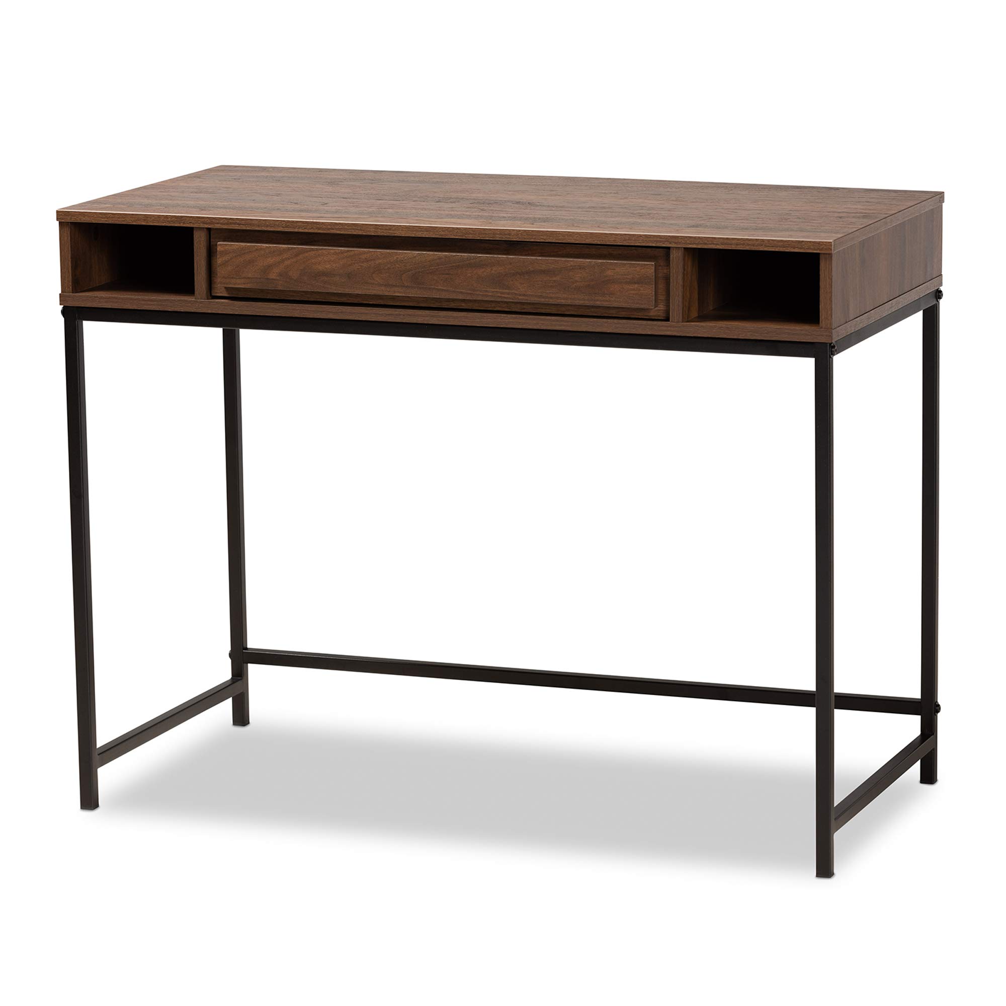 Baxton Studio Walnut Black Desk for Home Office