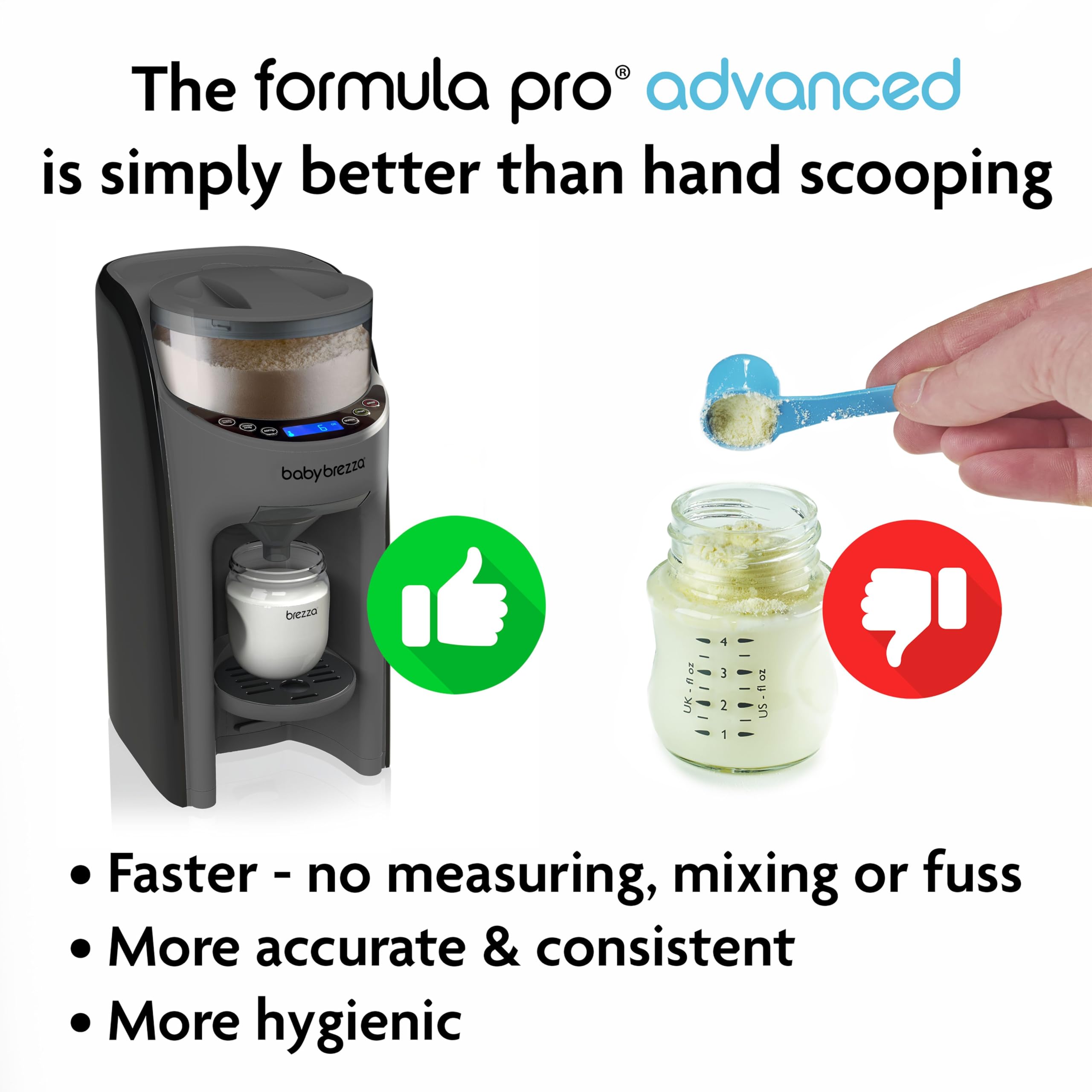 Baby Brezza Formula Pro Advanced Formula Dispenser Machine - Automatic Warm Baby Bottle Maker with Powder Mixing Technology (Charcoal) - Perfect for Late Night Feedings & On-the-Go Parents