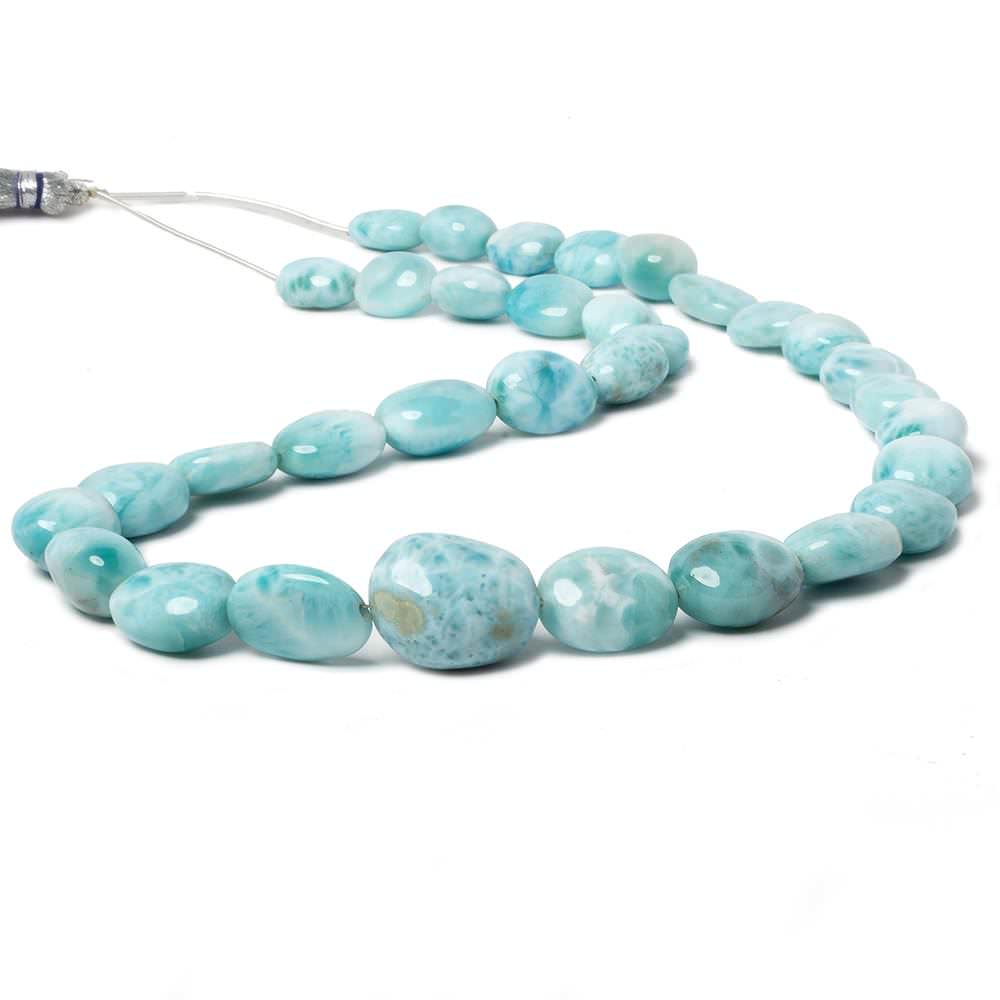 Natural Larimar Plain Nugget Beads 13x10x8mm & 19x16x13mm - 33 Pieces 19-Inch Strand for Jewelry Making, DIY Bracelets & Necklaces