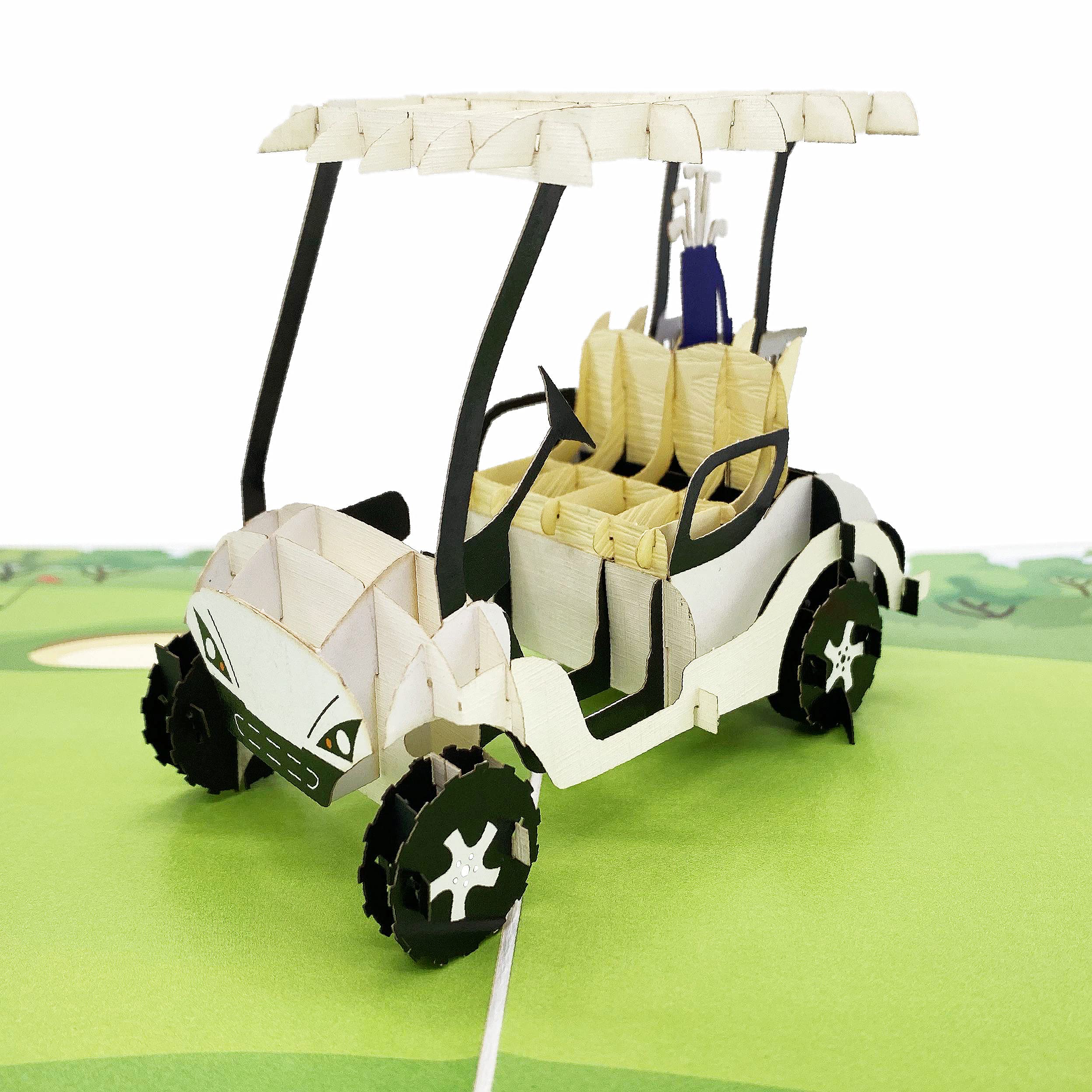 Liif 3D Pop Up Golf Cart Greeting Card - Perfect for Retirement, Birthday, Father's Day - Unique Golf Gifts for Men, Women & Golf Lovers - Great for Coworkers, Golf Tournaments & Special Occasions