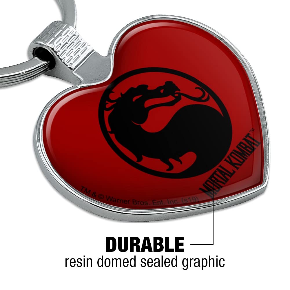 Mortal Kombat Heart Love Symbol Metal Keychain - Durable Key Ring for Gamers & Fans - Perfect for Cosplay, Gifts, and Everyday Carry