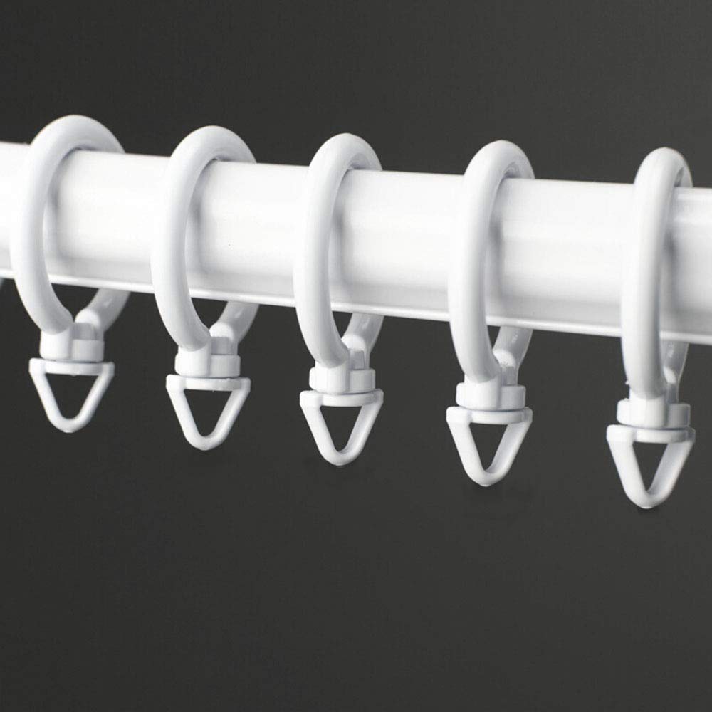 Ailejia 30-Piece White Plastic Drapery Eyelet Curtain Rings with Smooth Rotation for Curtain Rods - Perfect for Living Room, Bedroom & Dorm Window Treatments