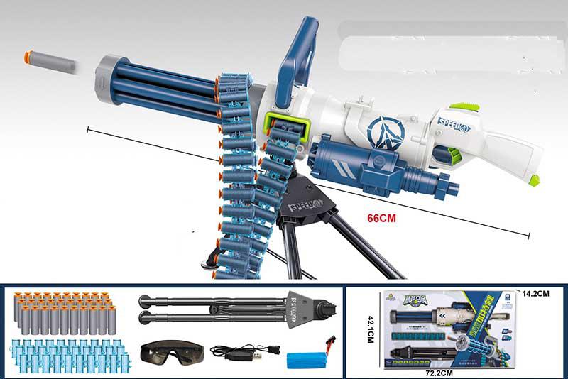 Lehui Electric Golden Gatling Minigun Dart Blaster Toy - High-Speed Foam Dart Shooting Gun for Outdoor Battles, Nerf War Games & Backyard Fun