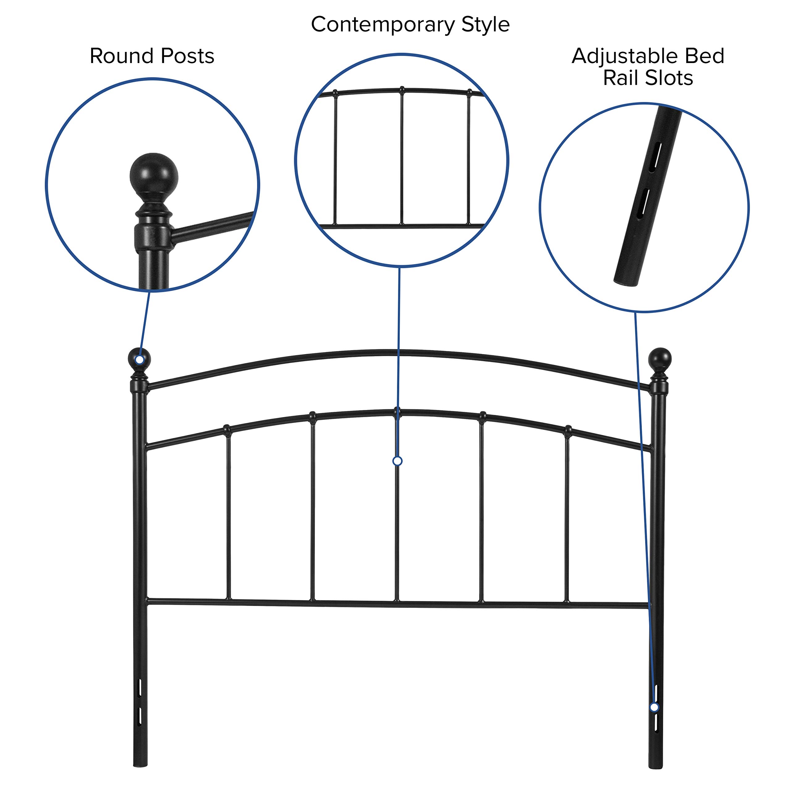 Merrick Lane Kildare Full Size Headboard - Modern Arched Black Metal Bed Headboard with Adjustable Rail Slots for Full Size Bed Frame - Perfect for Contemporary Bedroom Decor & Guest Room Setup
