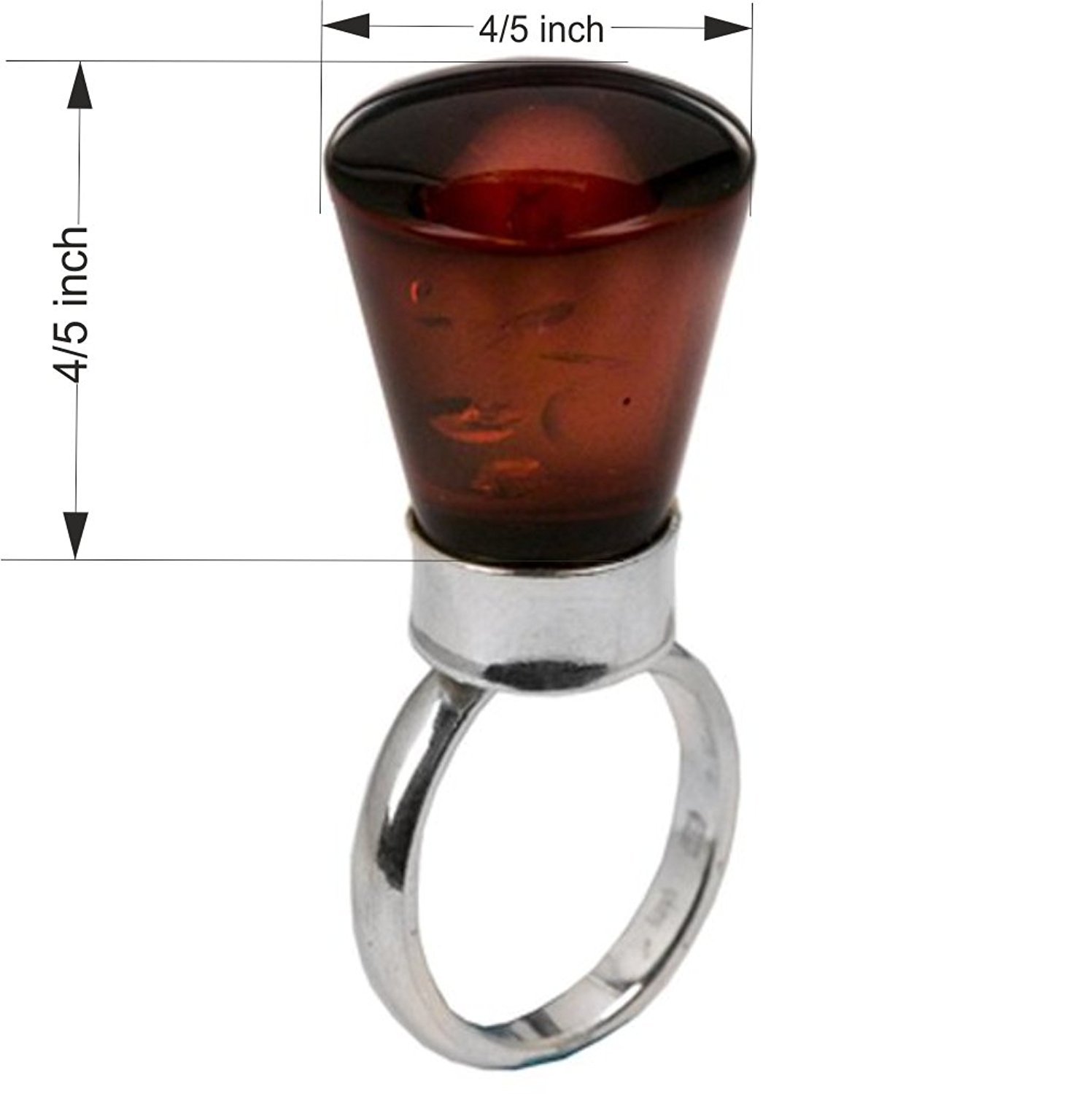 Sterling Silver Red Dark Amber Ring for Women - Elegant Handmade Jewelry Gift for Anniversary, Birthday & Special Occasions - Perfect for Evening Parties, Weddings & Date Nights