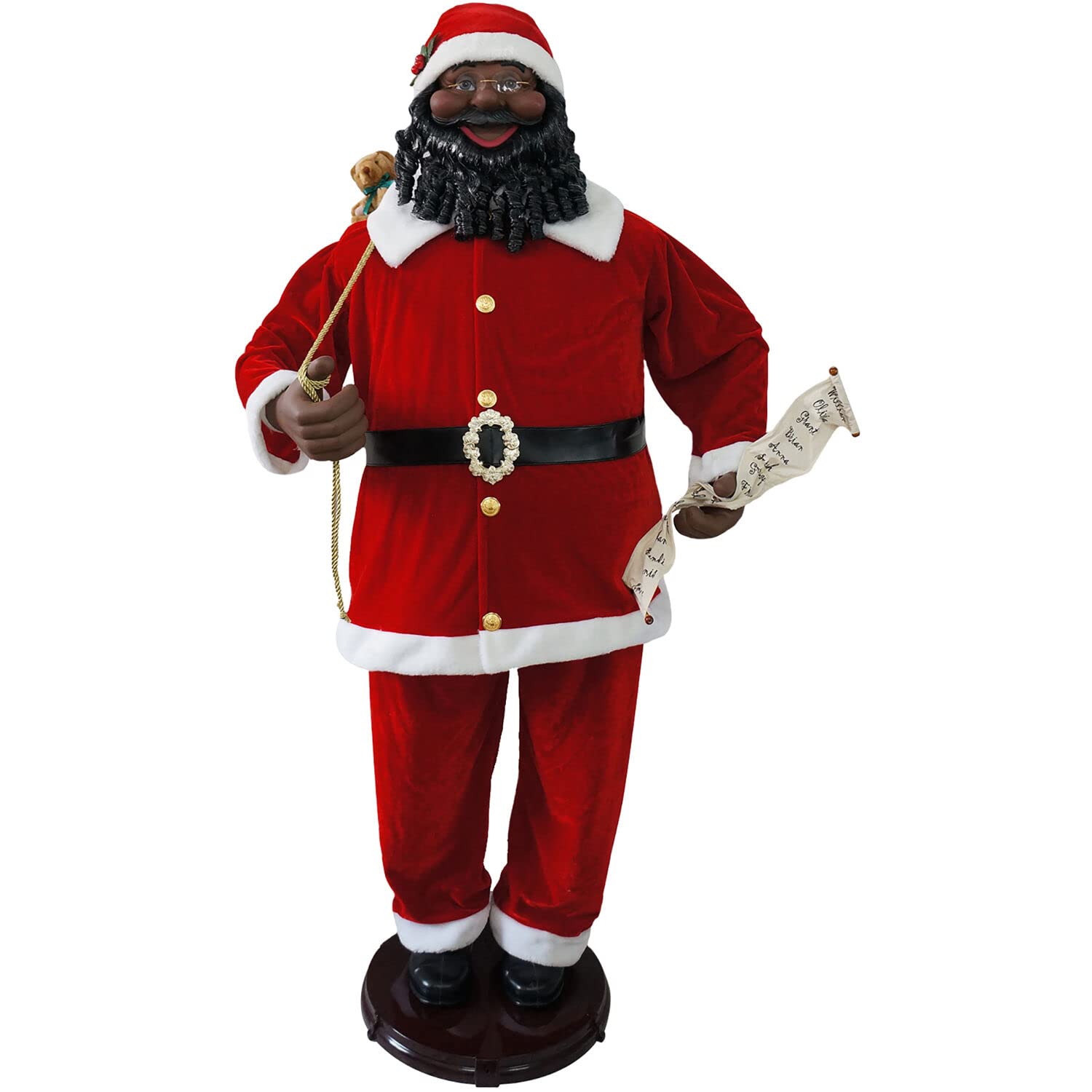 Fraser Hill Farm 58-inch African American Dancing Santa with Naughty & Nice List - Animated Indoor Christmas Decor for Home, Holiday Party & Festive Decorations | Perfect for Living Room, Office & Gift Giving (FASC058-2RD1-AA)