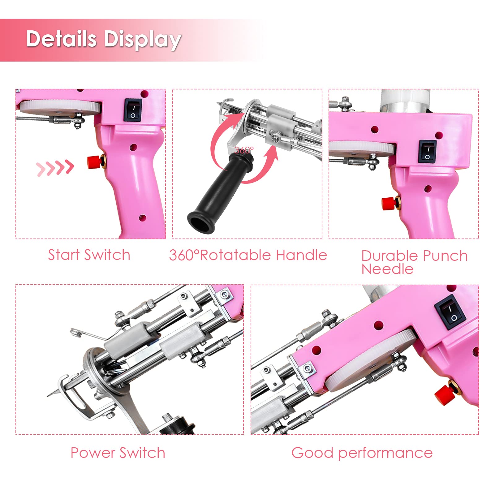 2 in 1 Electric Rug Tufting Gun - Cut Pile & Loop Pile Carpet Weaving Machine with 5-40 Stitches/Sec | High-Speed DIY Rug Making Tool for Home Decor, Craft Projects & Professional Carpet Repair