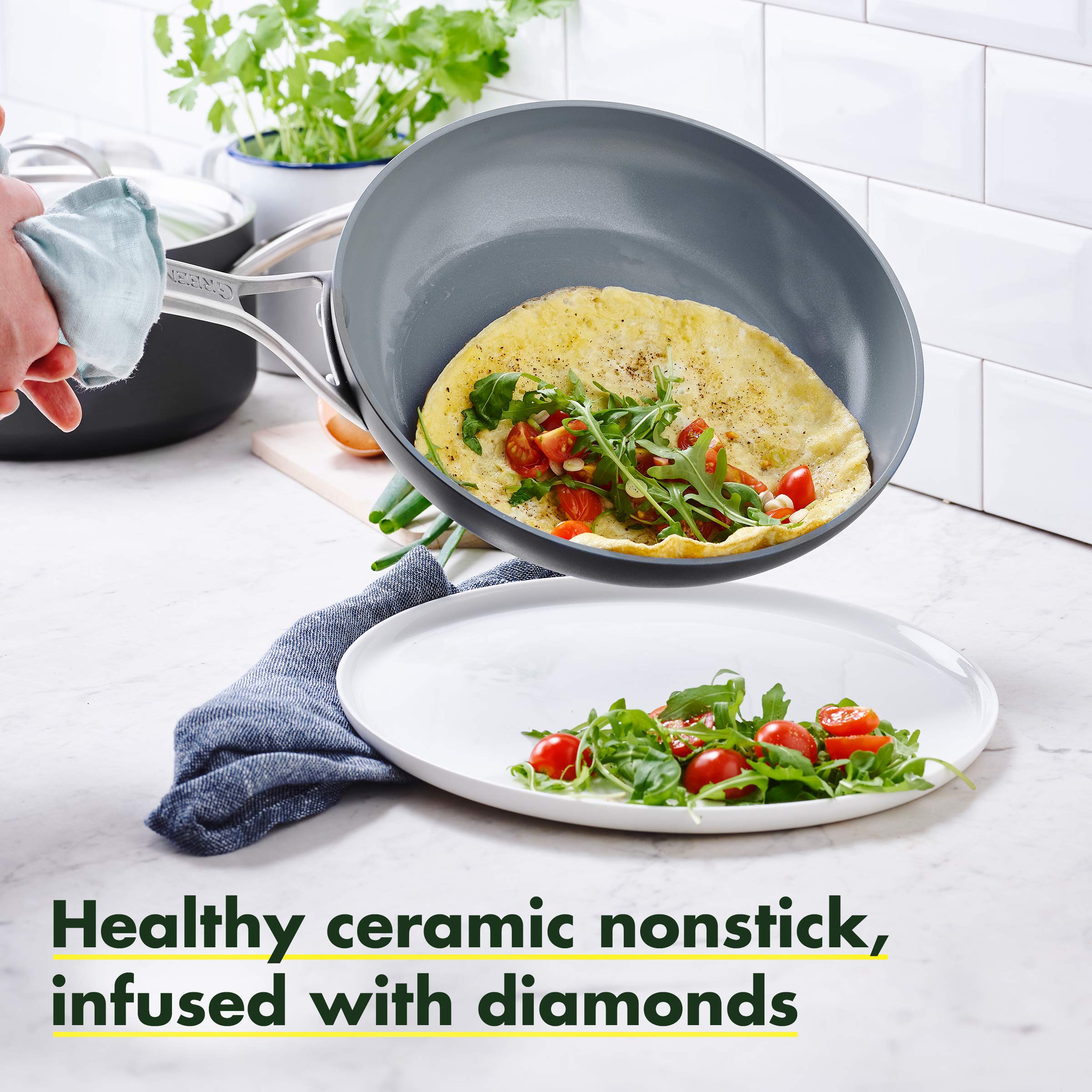 GreenPan Valencia Pro & Paris Pro Non-Toxic Ceramic Nonstick Frying Pan Set - 8