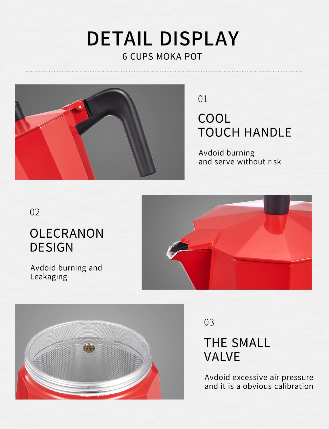 Yabano 3-Cup Stovetop Espresso Maker - Italian Moka Pot for Gas & Electric Stoves - Perfect for Cappuccino, Latte & Home Brewing - Ideal for Coffee Lovers & Kitchen Use