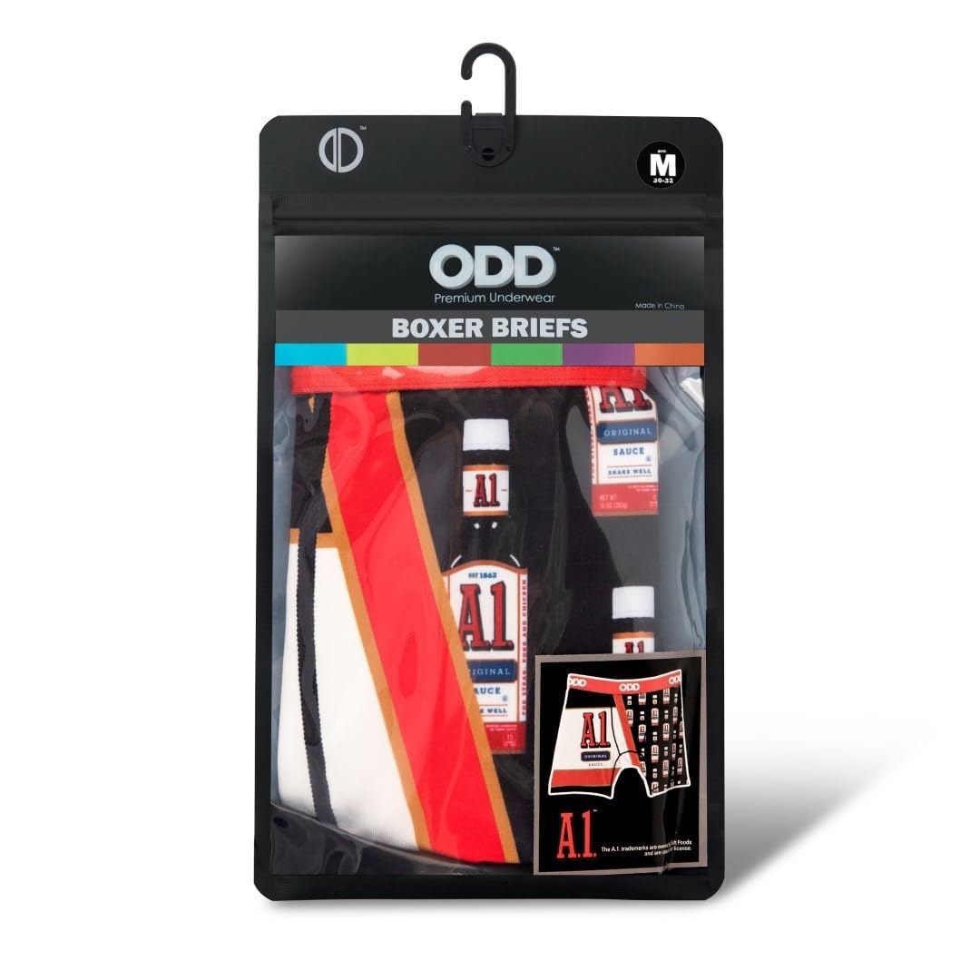 Odd Sox Men's Funny Boxer Briefs with Condiments & Hot Sauce Prints - Comfortable & Stylish Underwear for Casual Wear & Gag Gifts