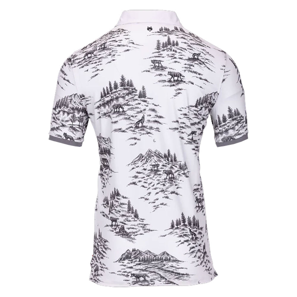 Greyson Wolf Toile Arctic Men's Performance Golf Polo Shirt - Moisture Wicking & UV Protection for Hot Weather Golfing & Outdoor Sports