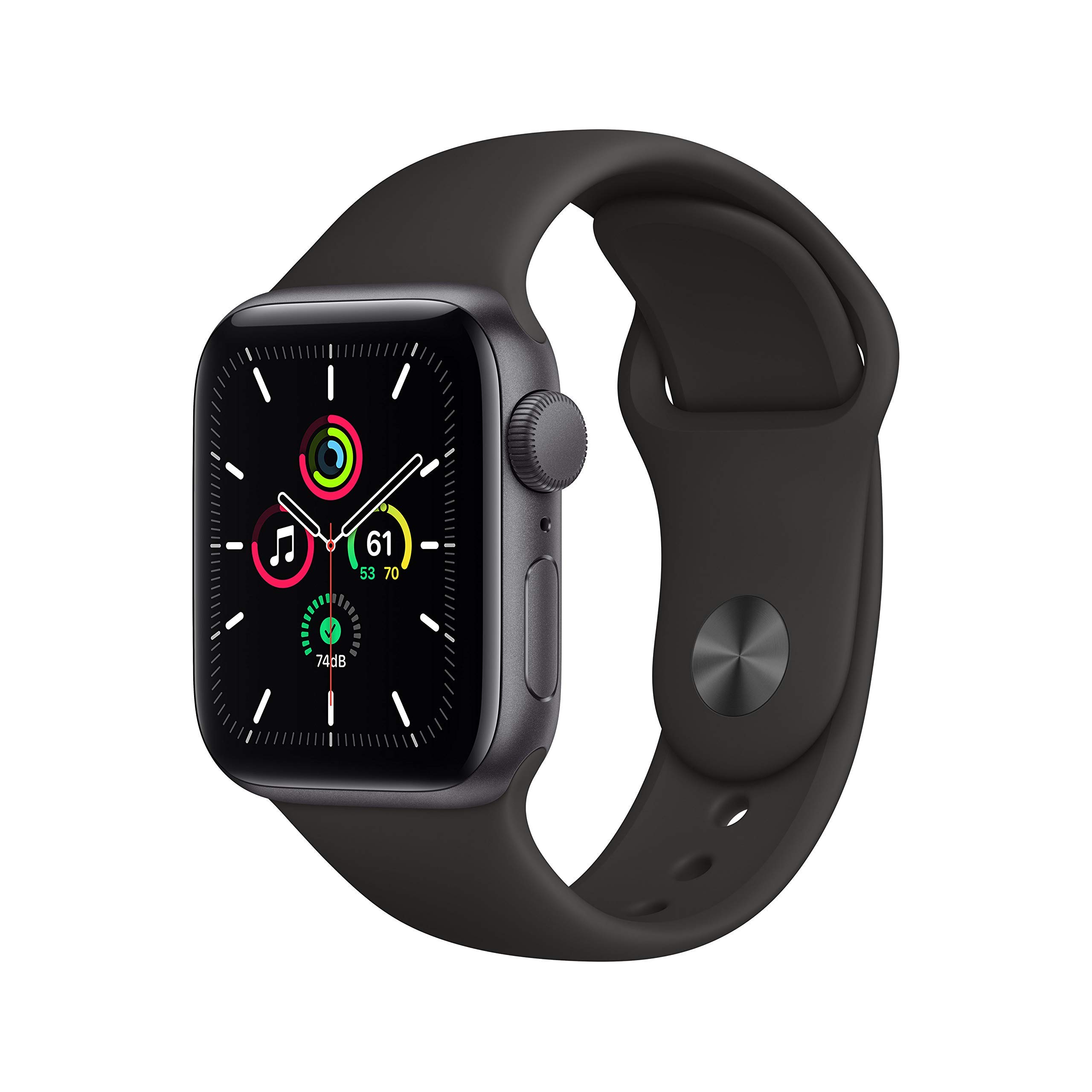Apple Watch SE 2020 (GPS, 40mm) - Space Gray Aluminum Case with Black Sport Band - Renewed Premium Smartwatch for Fitness Tracking, Notifications & Daily Use