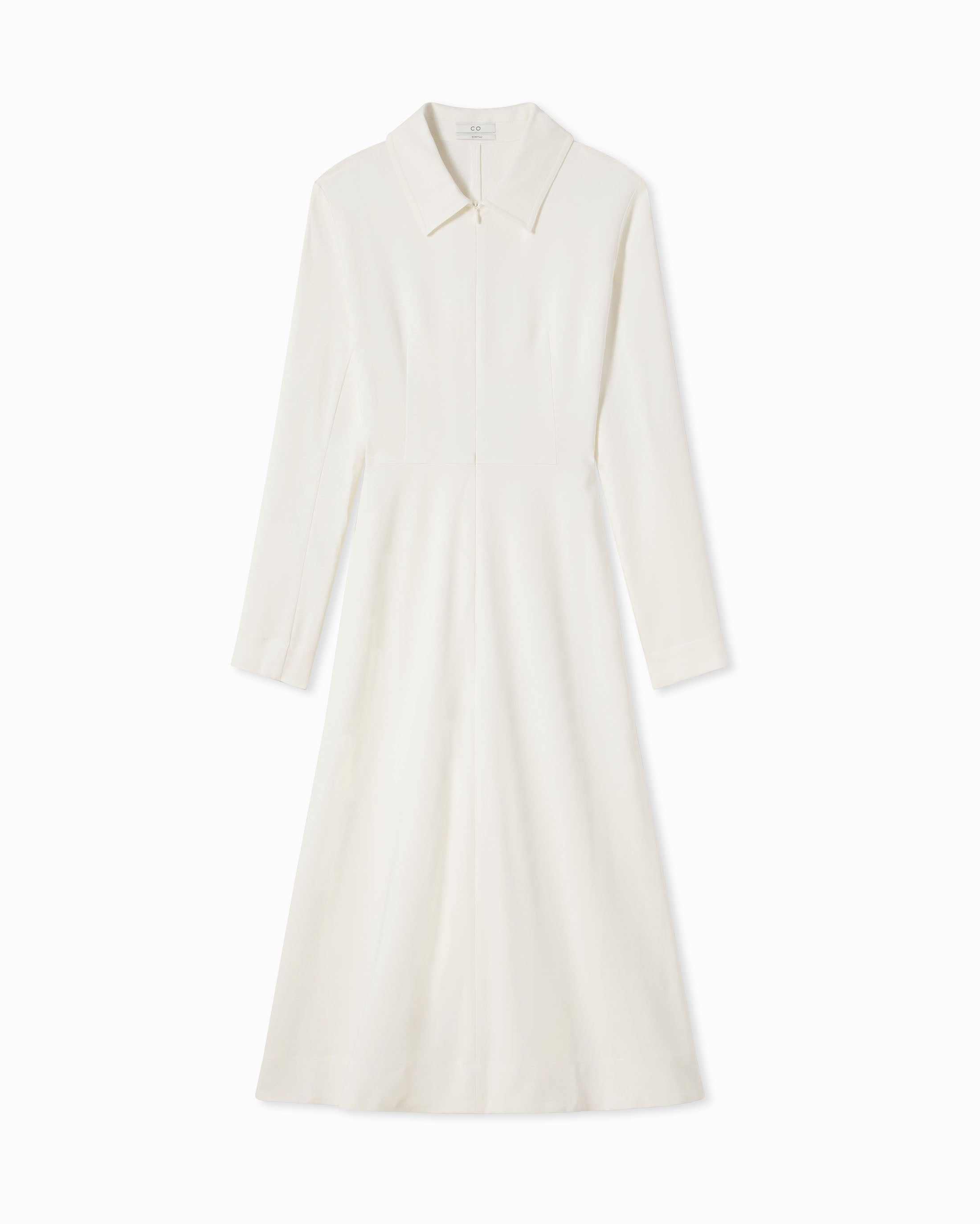 Elegant Long Sleeve Crepe Shirt Dress in Ivory - Perfect for Office Wear, Casual Outings & Special Occasions