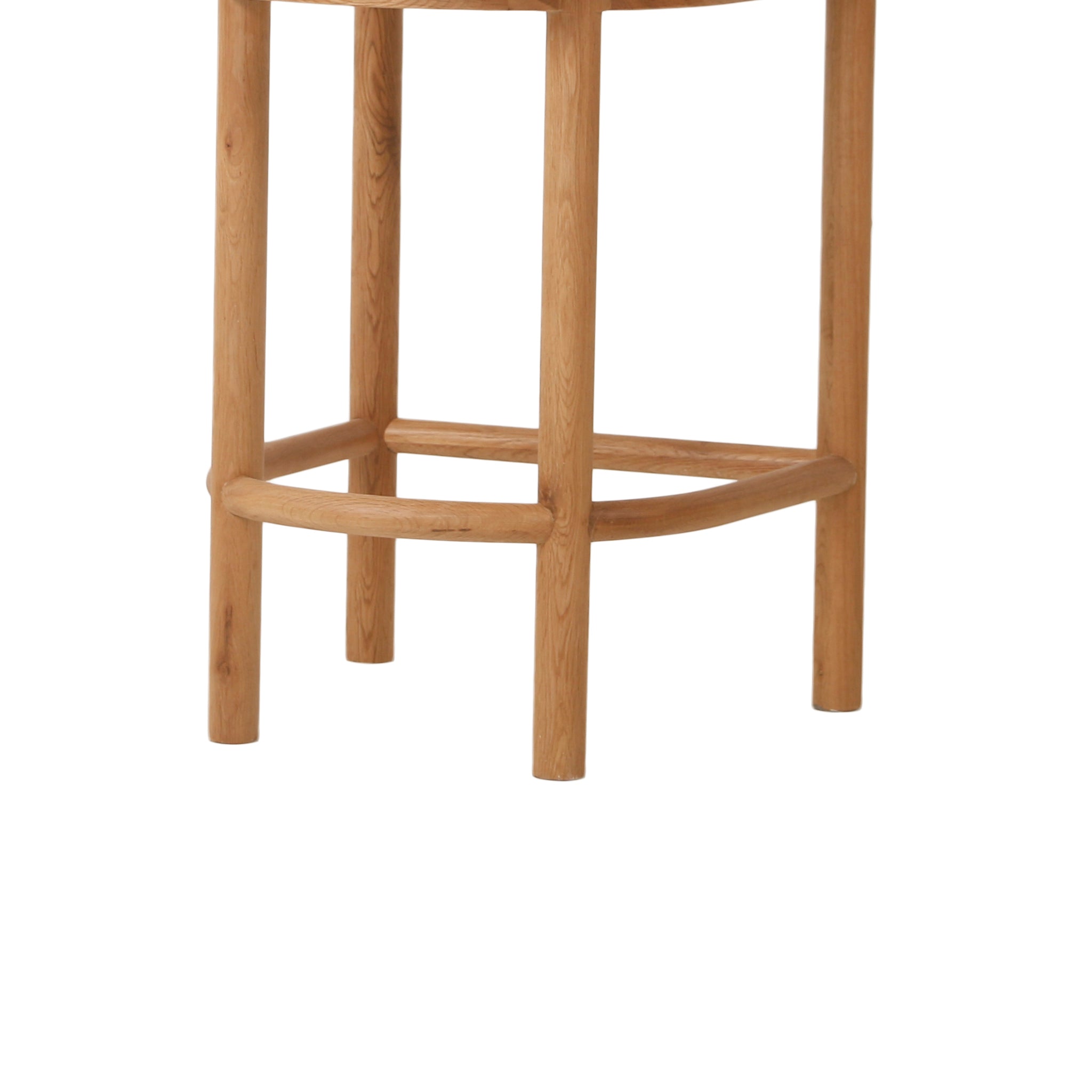 66cm Natural Wood Bar Stool with Black Seat - Modern Kitchen Counter & Pub Stool for Dining & Entertaining