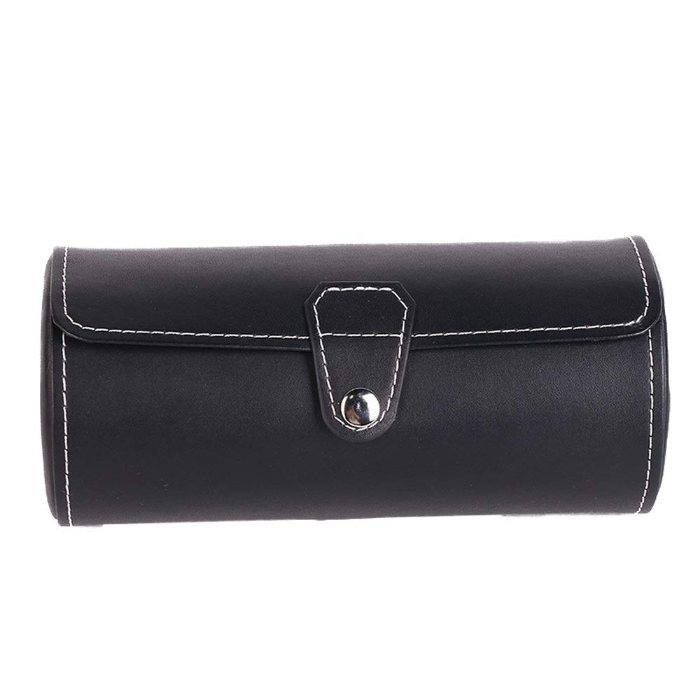 Premium Black Watch Display Case - 3 Grid Lightweight Cylinder Watch Roll Holder for Wristwatch Storage & Jewelry Gift (19x9x9cm) - Perfect for Travel, Home Organization & Watch Collector Display