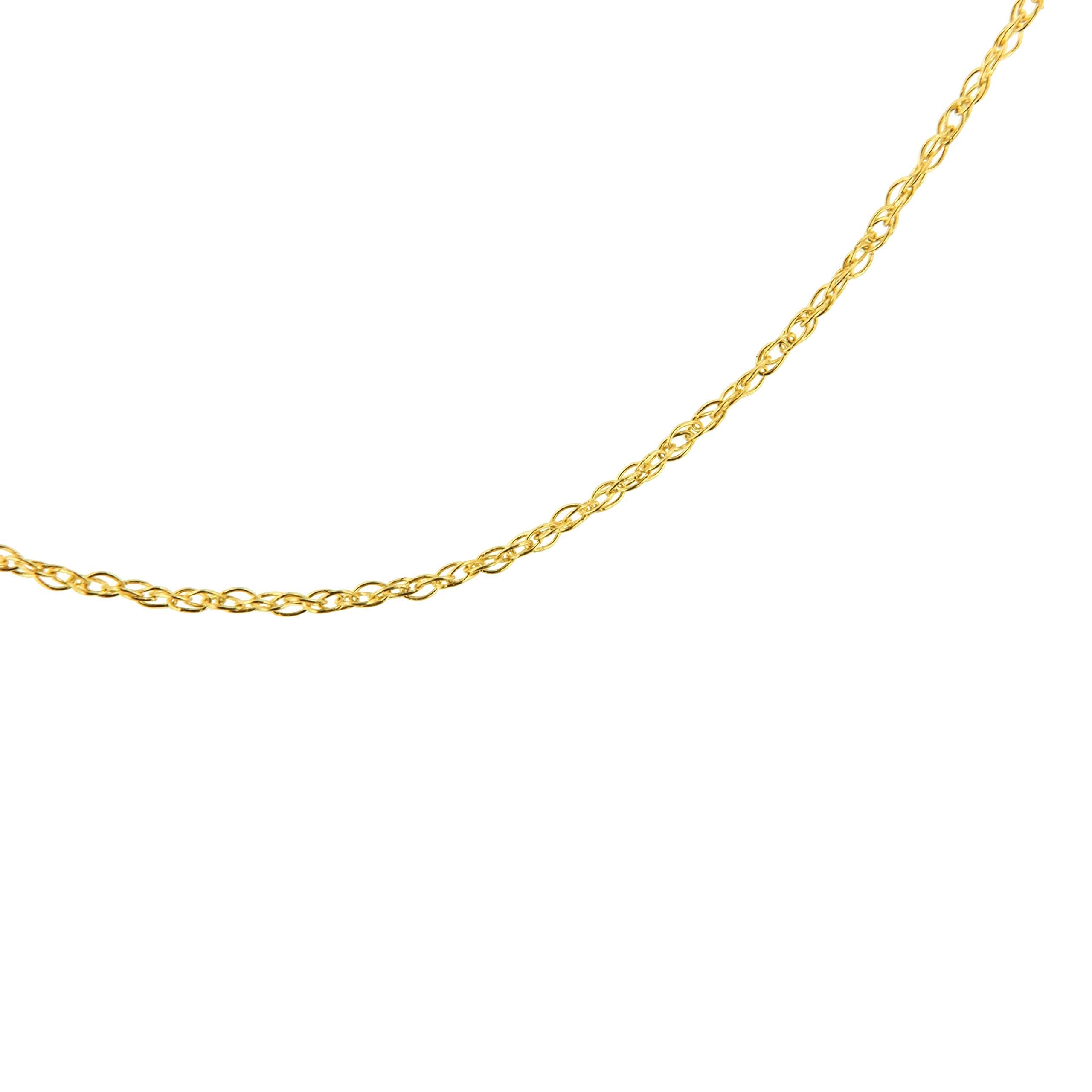 10K Solid Yellow Gold Dainty Rope Chain Necklace - 0.5mm Slim Unisex Cable Chain (16 Inches) for Everyday Wear, Layering & Gift Giving