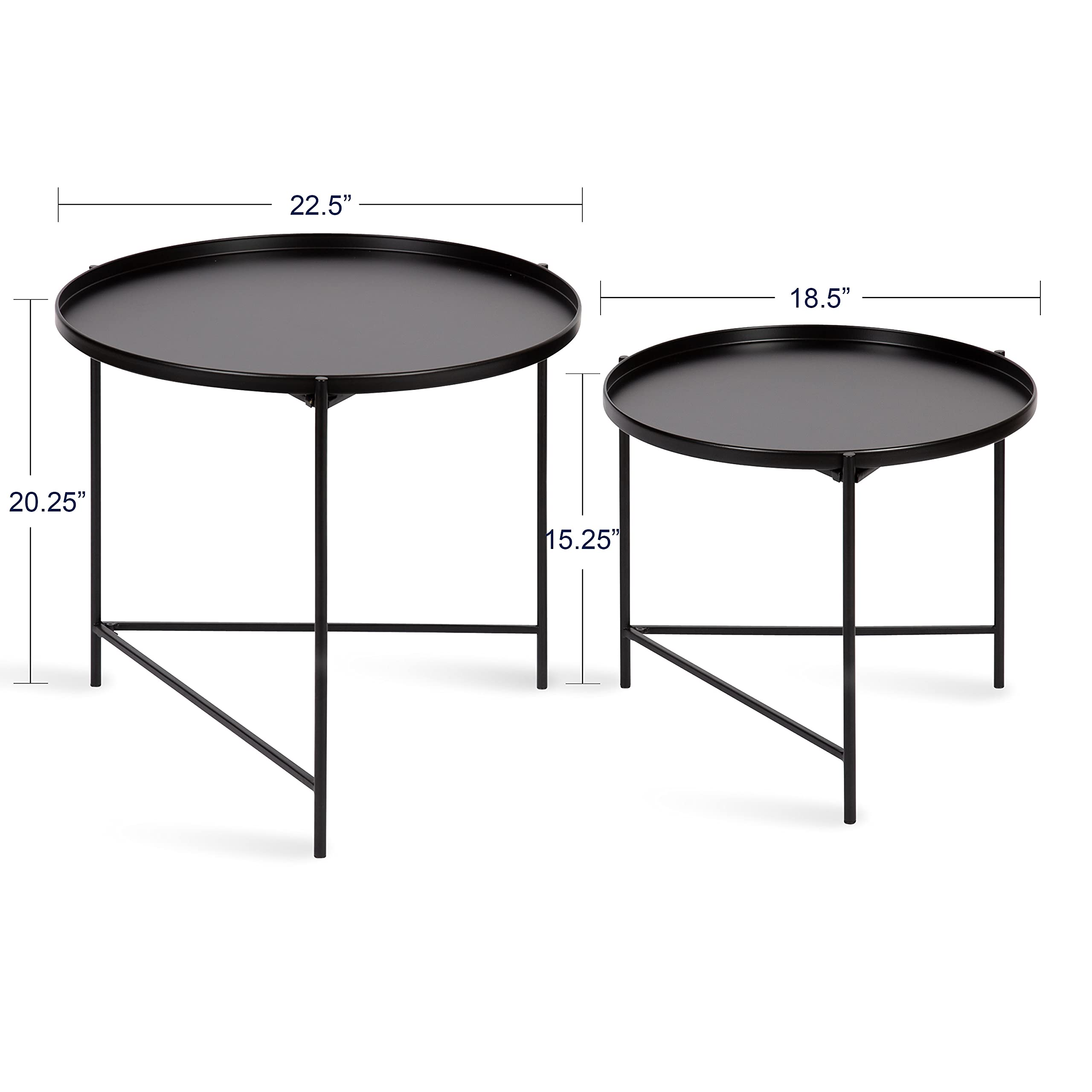 Kate and Laurel Ulani Modern Nesting Coffee Table Set of 2 - Black Wooden Living Room Furniture with Storage Shelf | Perfect for Small Spaces, Home Decor & Displaying Books
