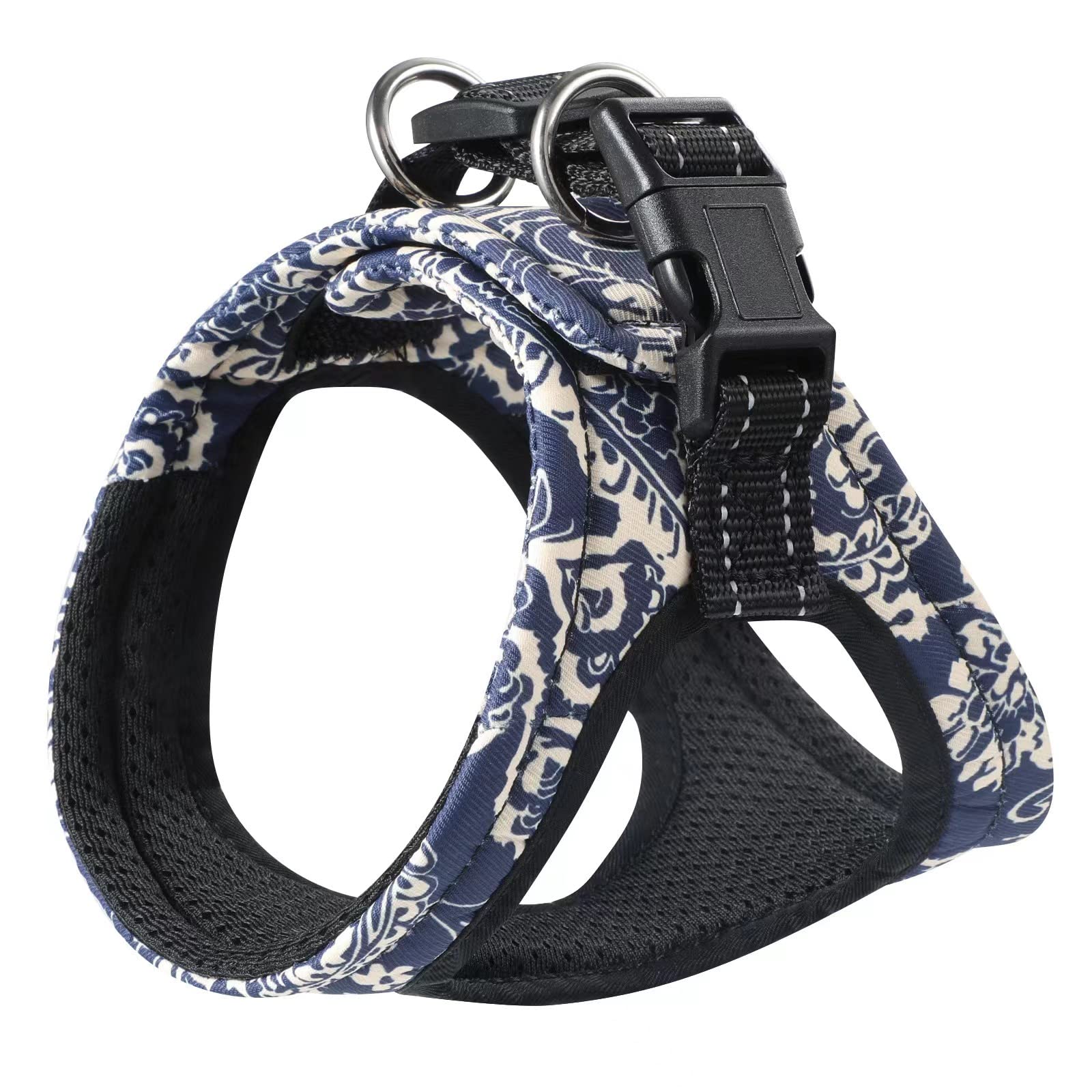 No-Pull Adjustable Dog Vest Harness with Soft Sponge Padding & Reflective Straps - Velcro Fastening & Metal Leash Hooks for Small Dogs & Puppies (Chest Size 11.8