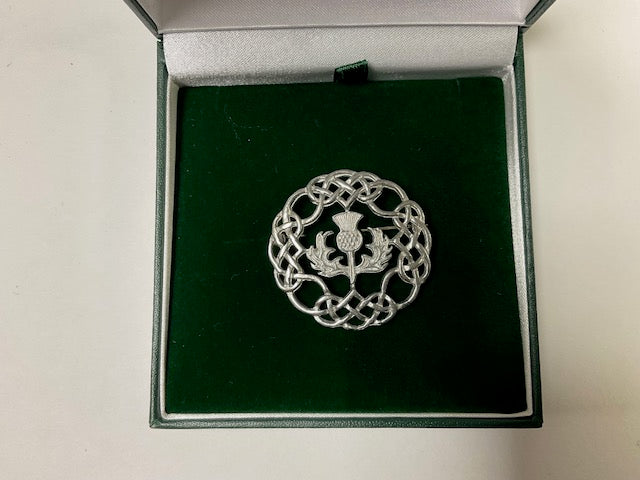 Celtic Thistle Sash Brooch - Vintage Scottish Style Pin for Shawls, Scarves & Kilts - Perfect for Weddings, Highland Dances & Celtic Festivals