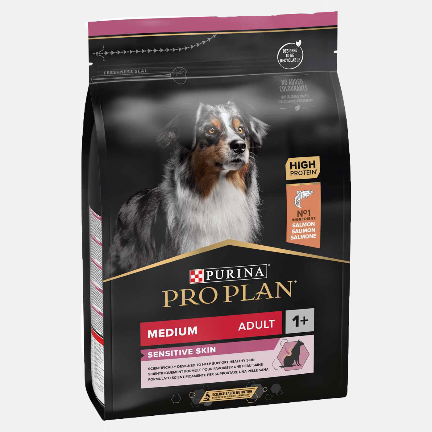 Purina Pro Plan Medium Adult Sensitive Skin Dry Dog Food - Salmon Recipe for Digestive & Skin Health - Perfect for Dogs with Allergies or Sensitive Stomach