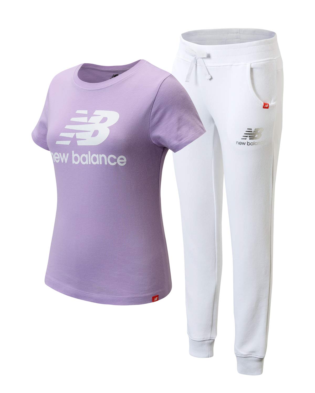 New Balance Girls' Jogger Set - Breathable Short Sleeve Performance T-Shirt & Comfortable Sweatpants Outfit (7-16) | Perfect for School, Sports & Casual Wear
