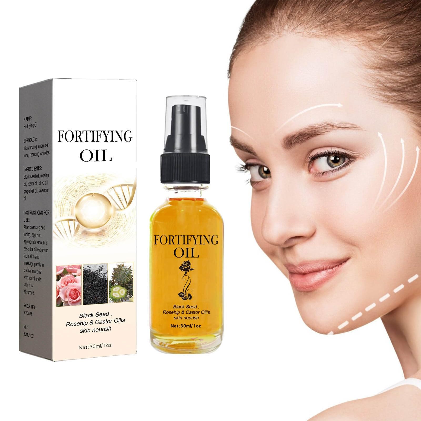 3Pcs Organic Rosehip Oil, Cold-Pressed Castor Oil & Black Seed Oil Face Serum - Hydrating & Nourishing for Dry Skin | Anti-Aging Facial Treatment for Glowing Complexion | Perfect for Night Routine & Daily Skincare