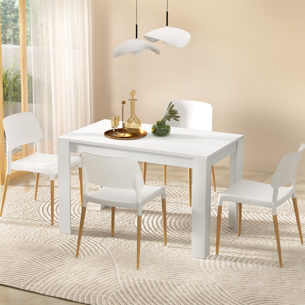 Artiss 5-Piece White Wood Dining Table Set with 4 Chairs - Perfect for Kitchen, Dining Room & Small Space Gatherings