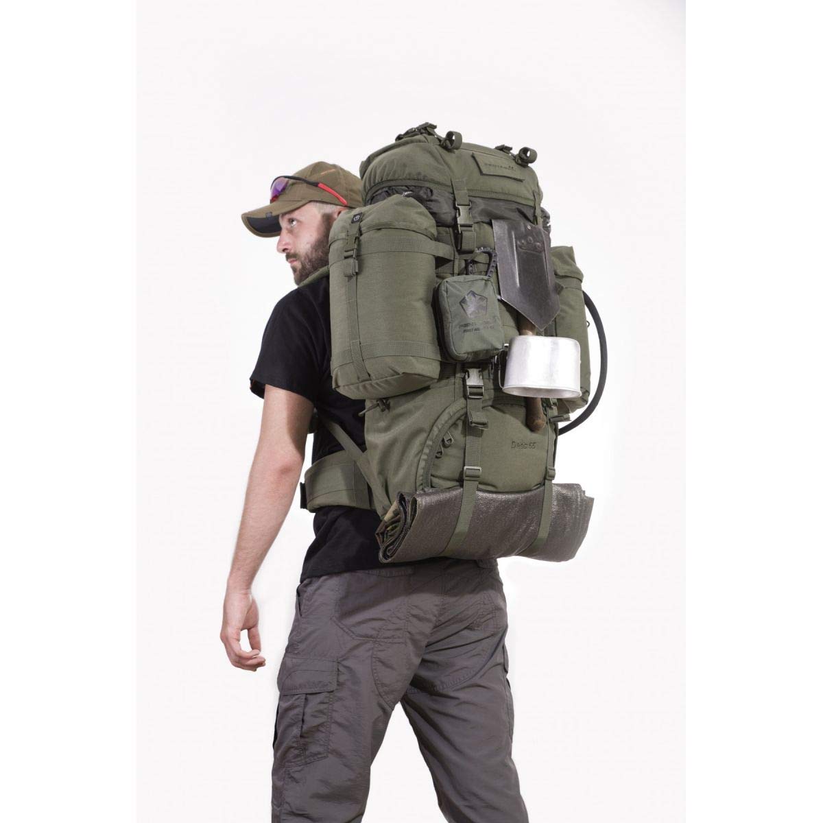 Pentagon Deos Tactical Backpack 65L Olive - Military Grade Hiking Backpack for Outdoor Camping, Hunting & Travel - Waterproof Large Capacity Rucksack